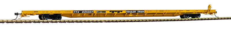 Atlas Master 20006121 HO Scale, F89J 89' FLAT CAR, TTX Mid End Hitches [1970s Yellow] #600976