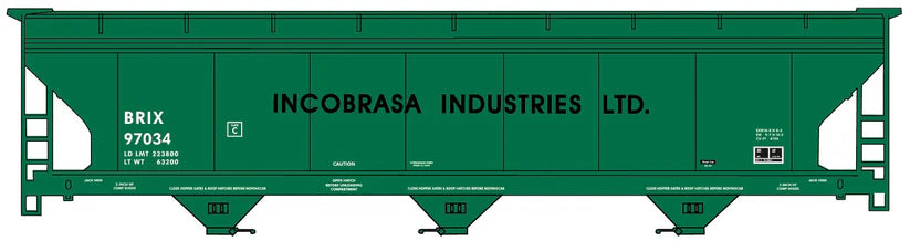 Accurail 2118 HO Scale, 3 Bay ACF Covered Hopper, Incobrasa Industries BRIX #97034 (KIT)