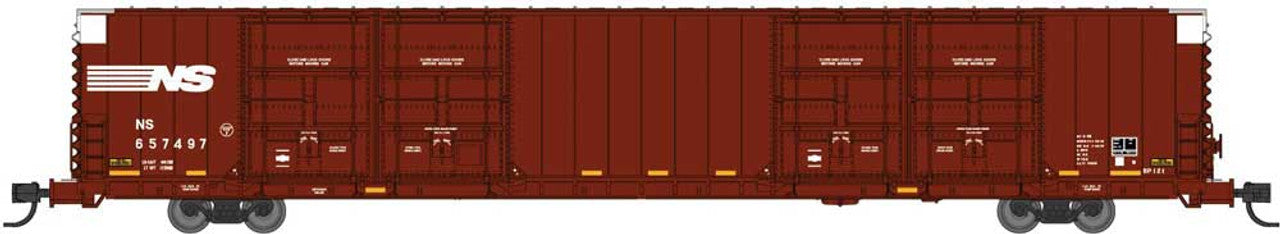 Bluford Shops 87241 N Scale, Pullman-Standard 86' Quad Door Auto Parts Boxcar, Norfolk Southern NS #657494, w/ Stripes