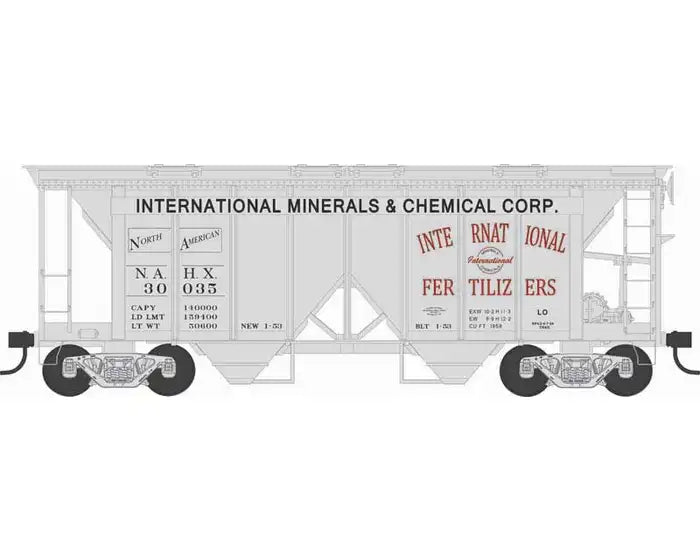 Bowser 43269 HO Scale, 70 Ton Covered Hopper, International Minerals #30039