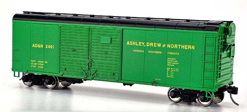 Bowser 43304 HO Scale, X31 4-Dr Round Flush Roof Box Car, Ashley, Drew & Northern AD&N #2401