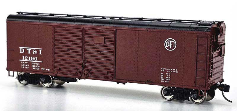 Bowser 43307 HO Scale, X31 4-Dr Round Flush Roof Box Car, Detroit, Toledo and Ironton DT&I #12190