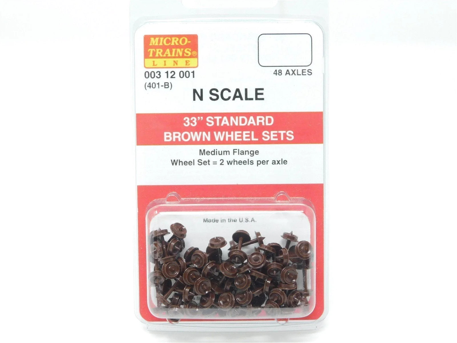 Micro-Trains 312001 N Scale 33" Standard Wheelsets Plastic Nonmagnetic Brown Axles (48 pcs)