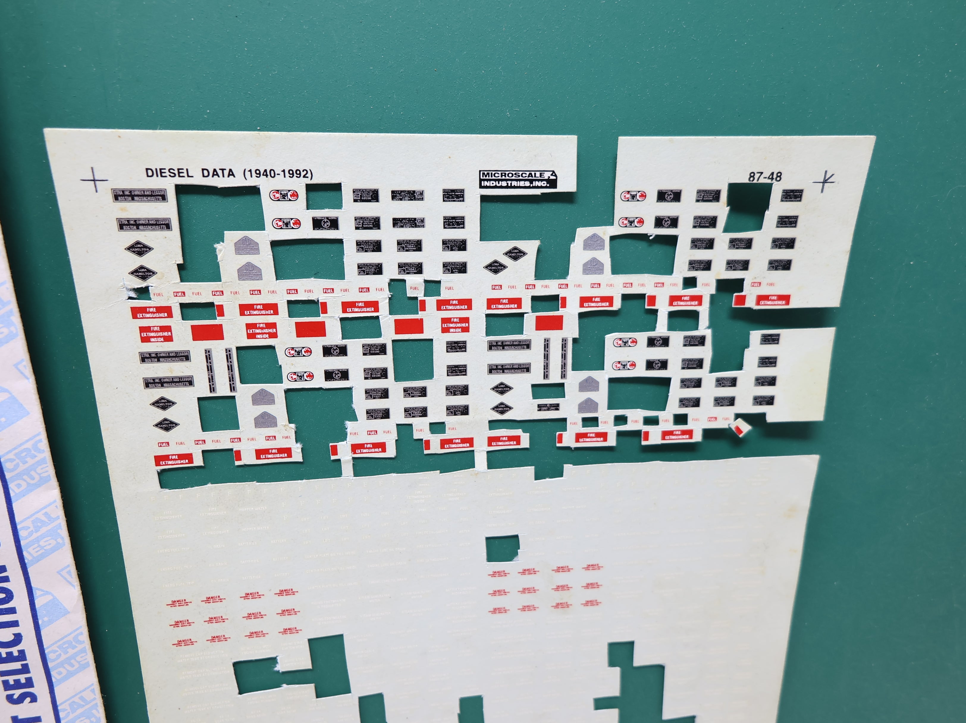USED MICROSCALE 87-48 HO Scale, Data for Diesels - Black and White (1940 - 1992) Decals Incomplete