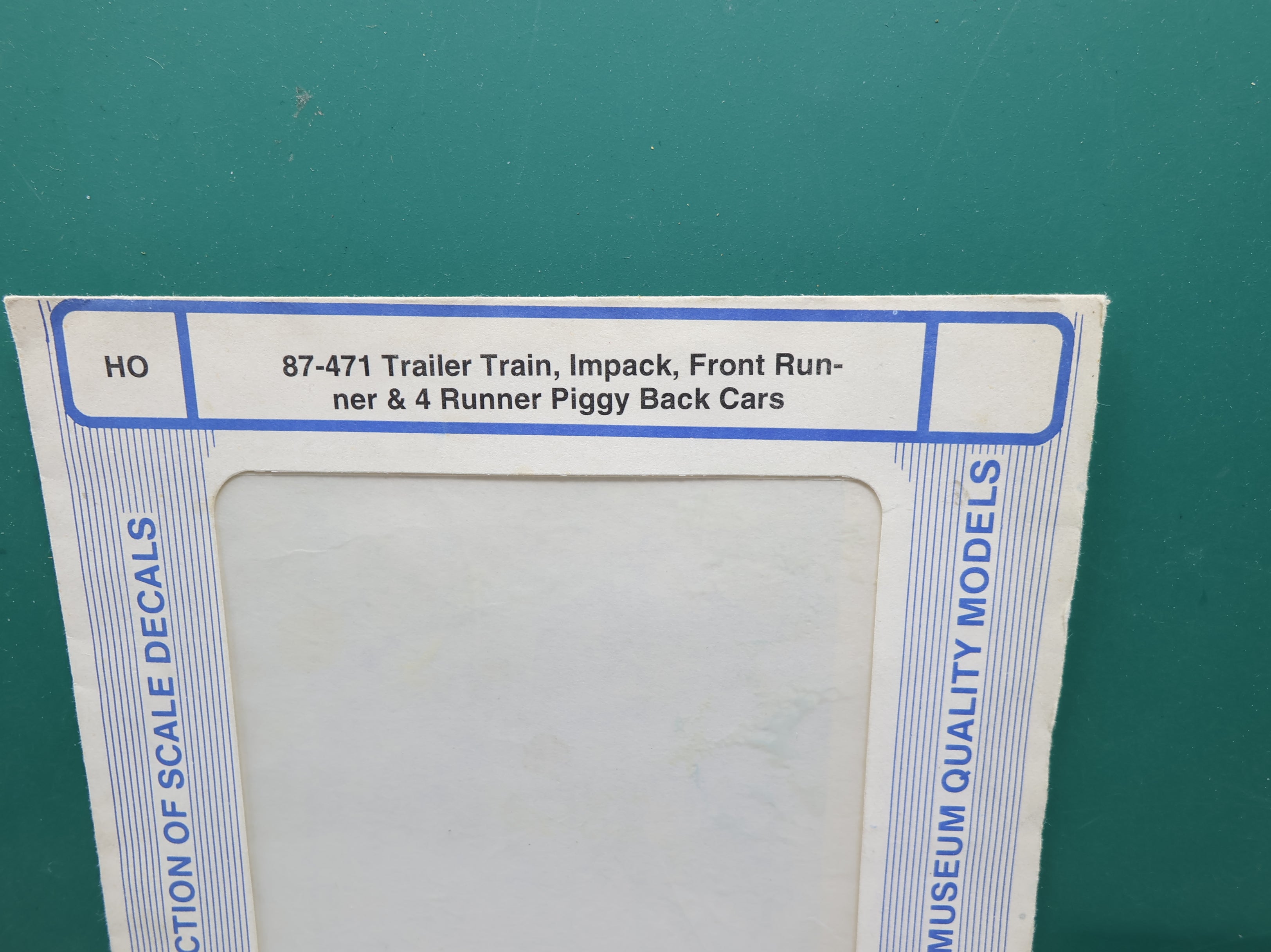 USED MICROSCALE 87-471 HO Scale, Trailer Train, Impack, Front Runner & 4 Runner Piggyback Car Decals (Incomplete)