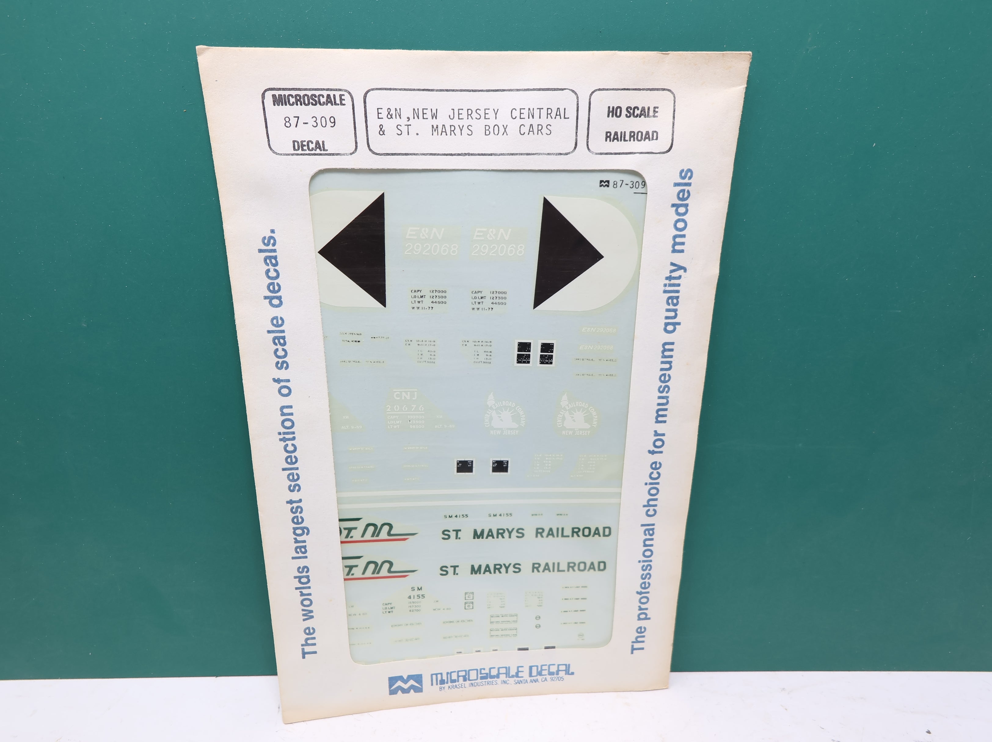 MICROSCALE 87-309 HO Scale, E&N, New Jersey Central & St. Mary's Box Car Decals