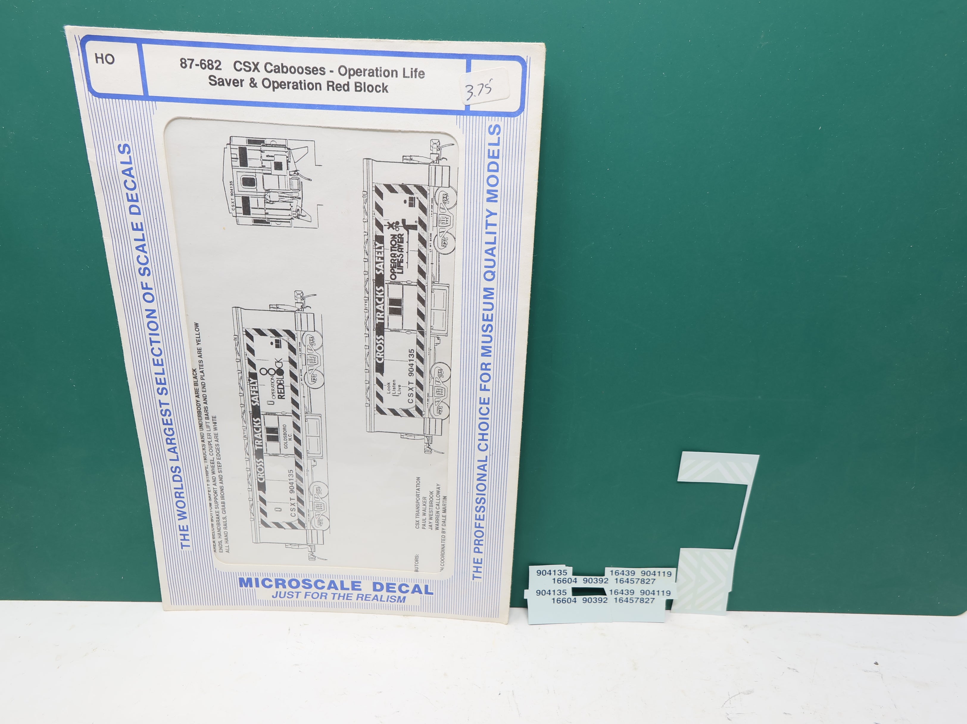 USED MICROSCALE 87-682 HO Scale, CSX Cabooses - OLS & ORB Decals (Very Incomplete)