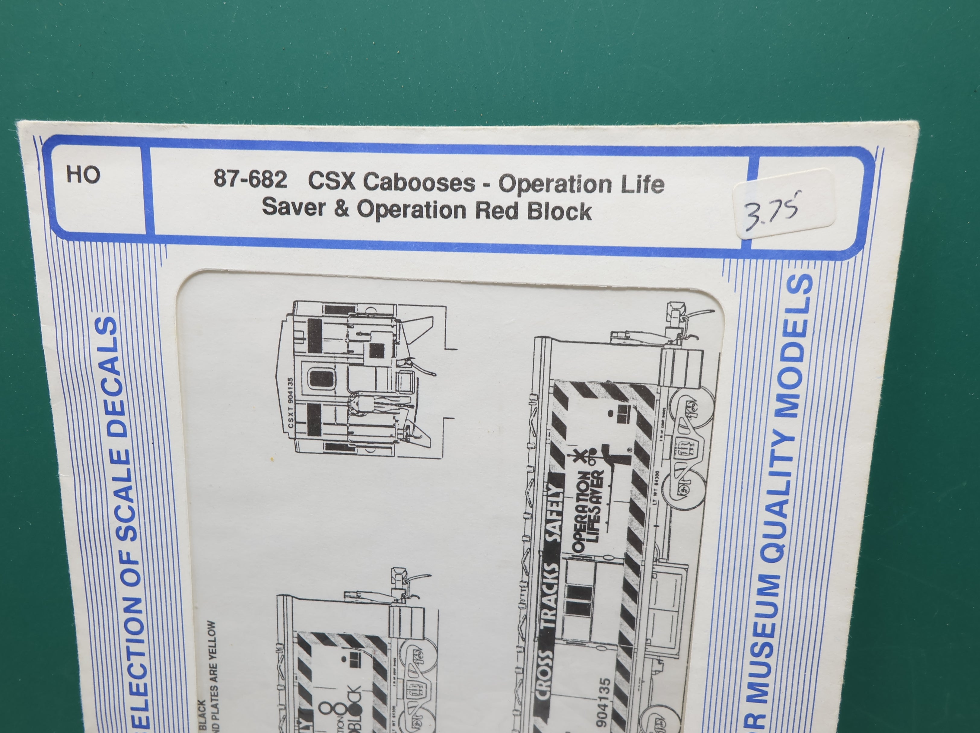 USED MICROSCALE 87-682 HO Scale, CSX Cabooses - OLS & ORB Decals (Very Incomplete)