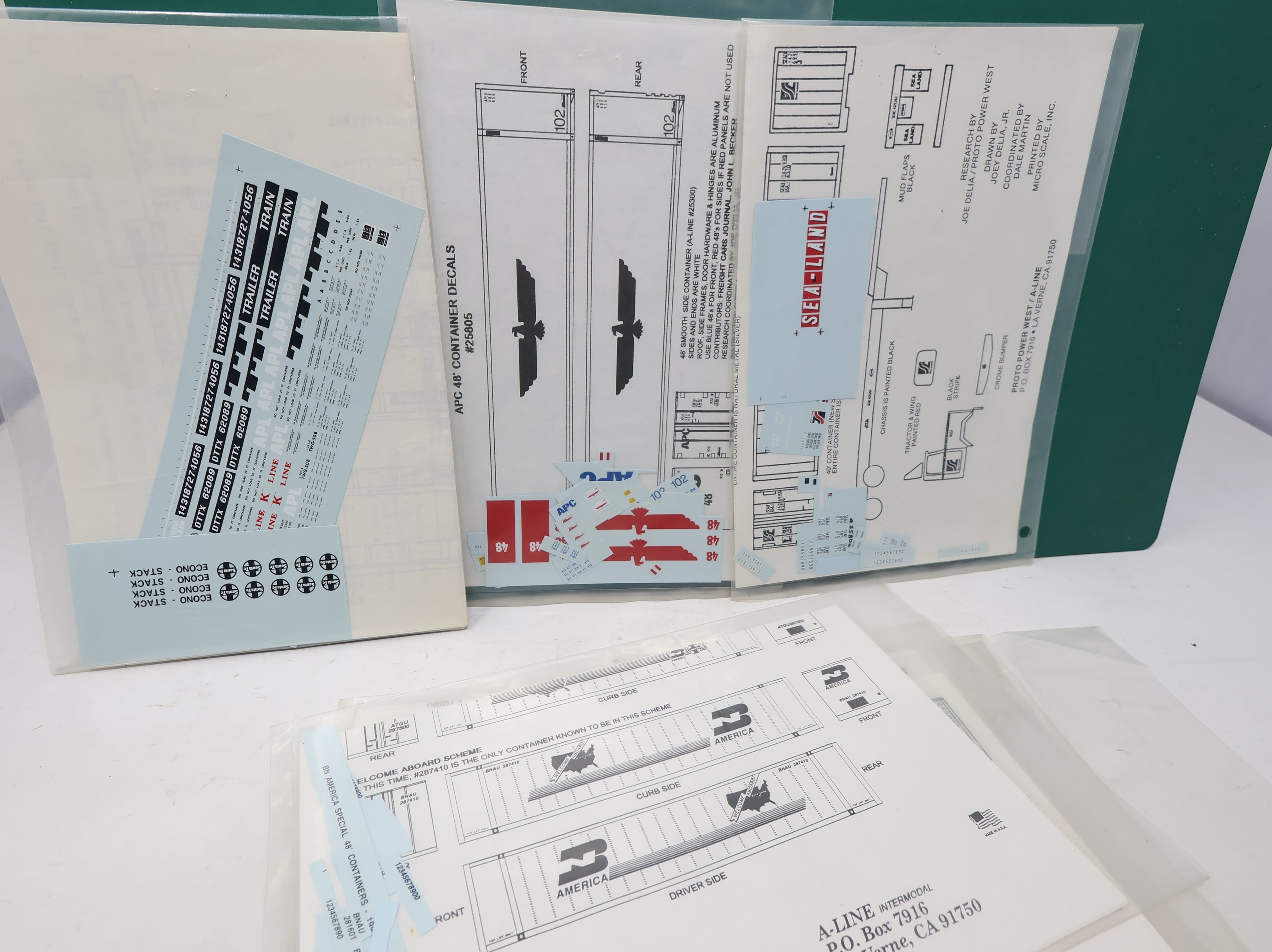 USED HO Scale, Lot of Various Intermodal Decals 1990's - Trailer Train, APL, Sealand & More! (Incomplete)