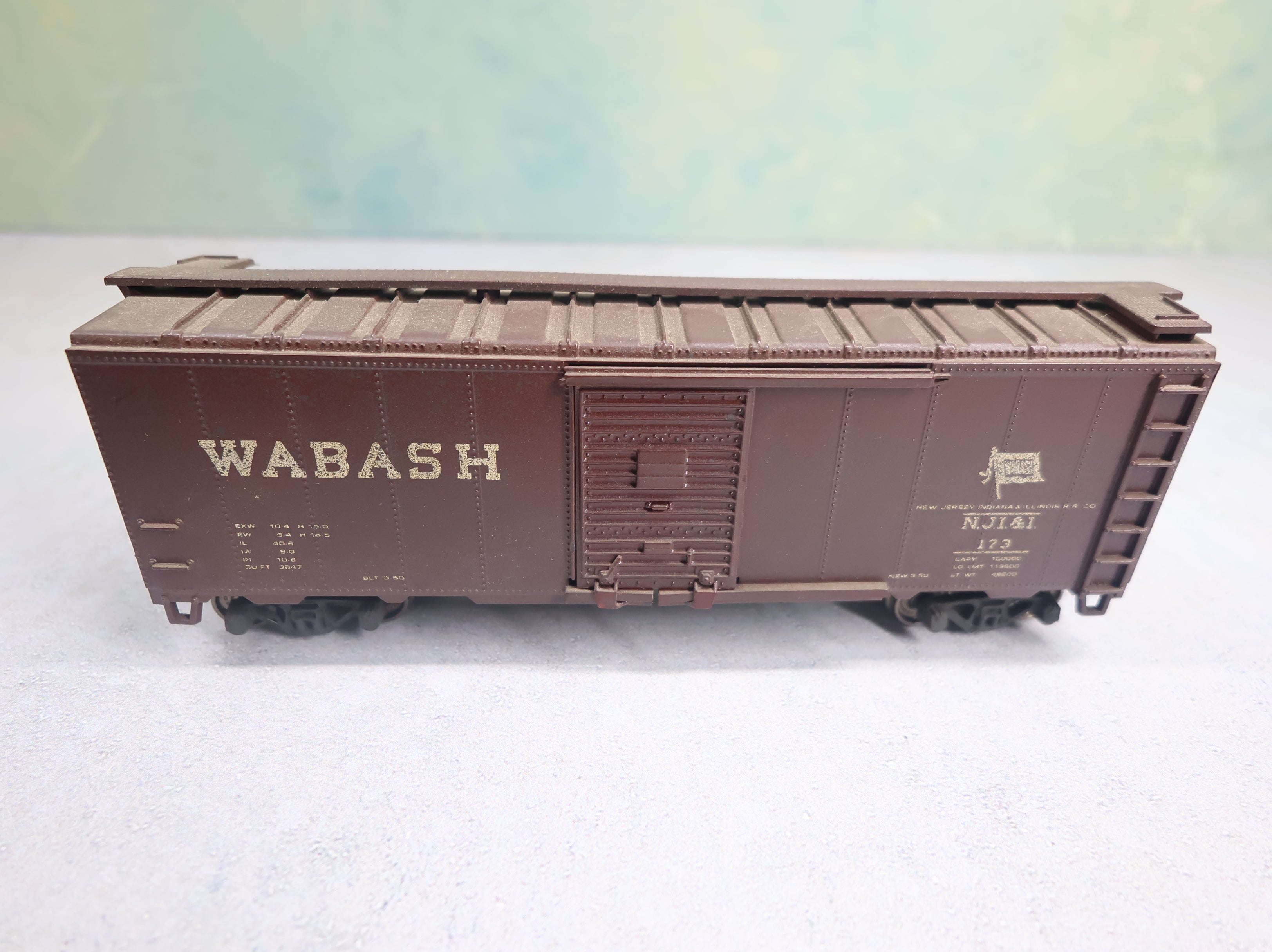 USED Athearn HO Scale 40' Box Car Wabash NJI&I #173 Light Weathering