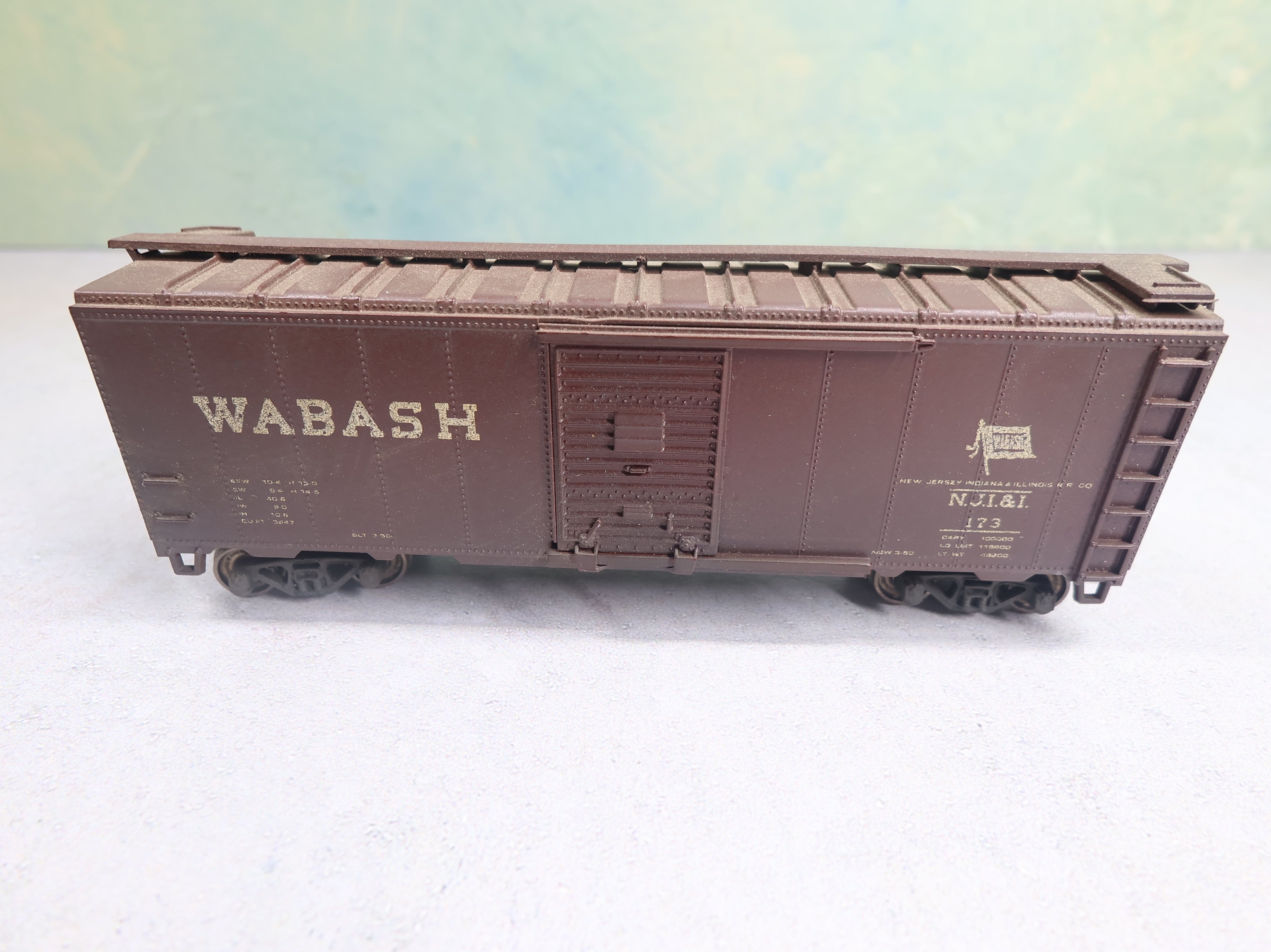 USED Athearn HO Scale 40' Box Car Wabash NJI&I #173 Light Weathering