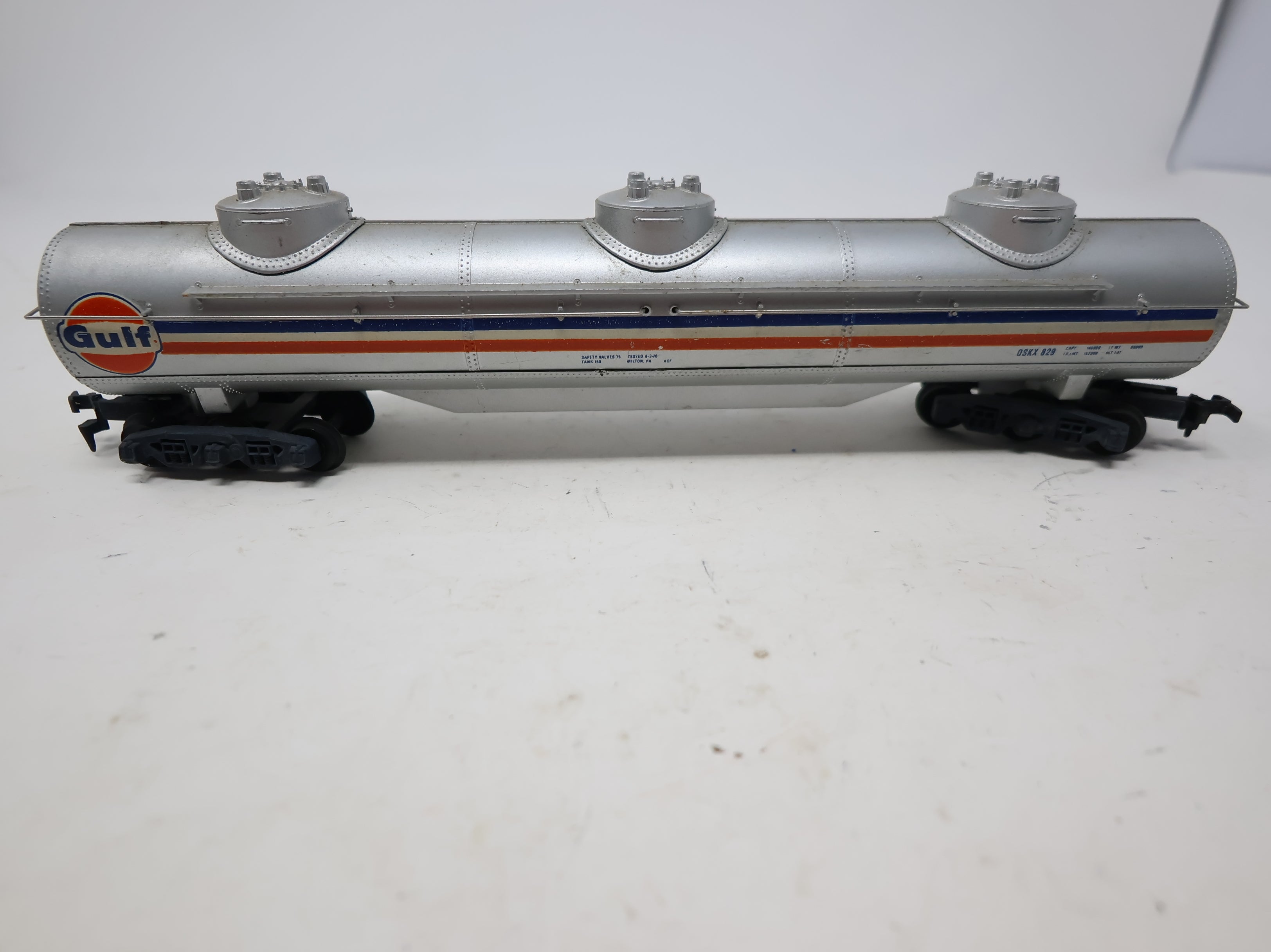 USED Tyco HO Scale Large Triple Dome Tank Car Gulf OSKX #829