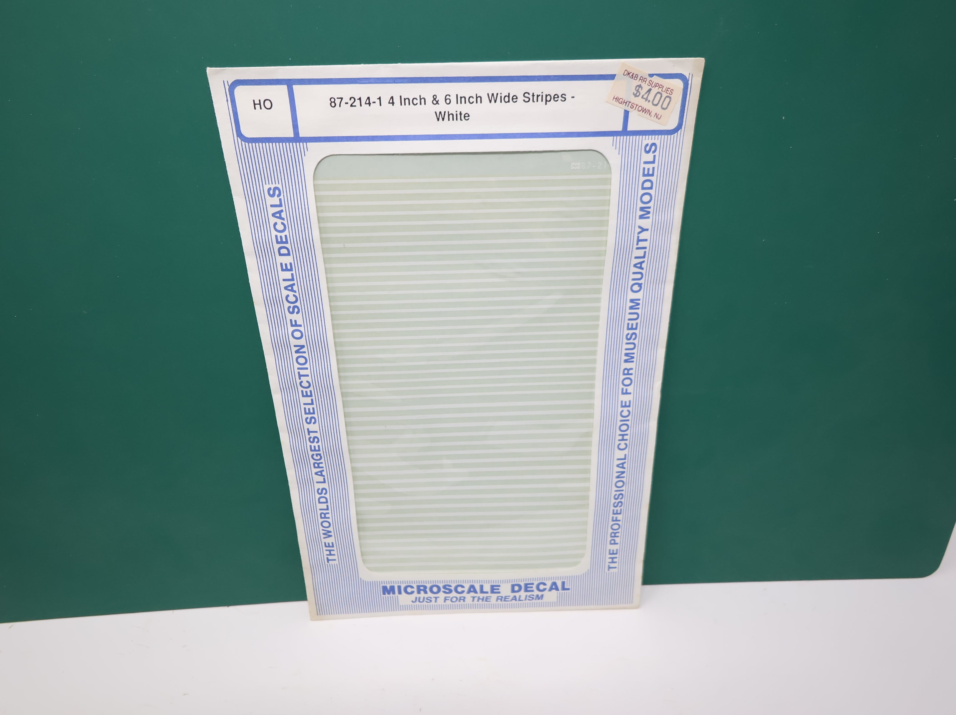 MICROSCALE 87-214-1 HO Scale 4 Inch & 6 Inch Wide Stripes - White Decals