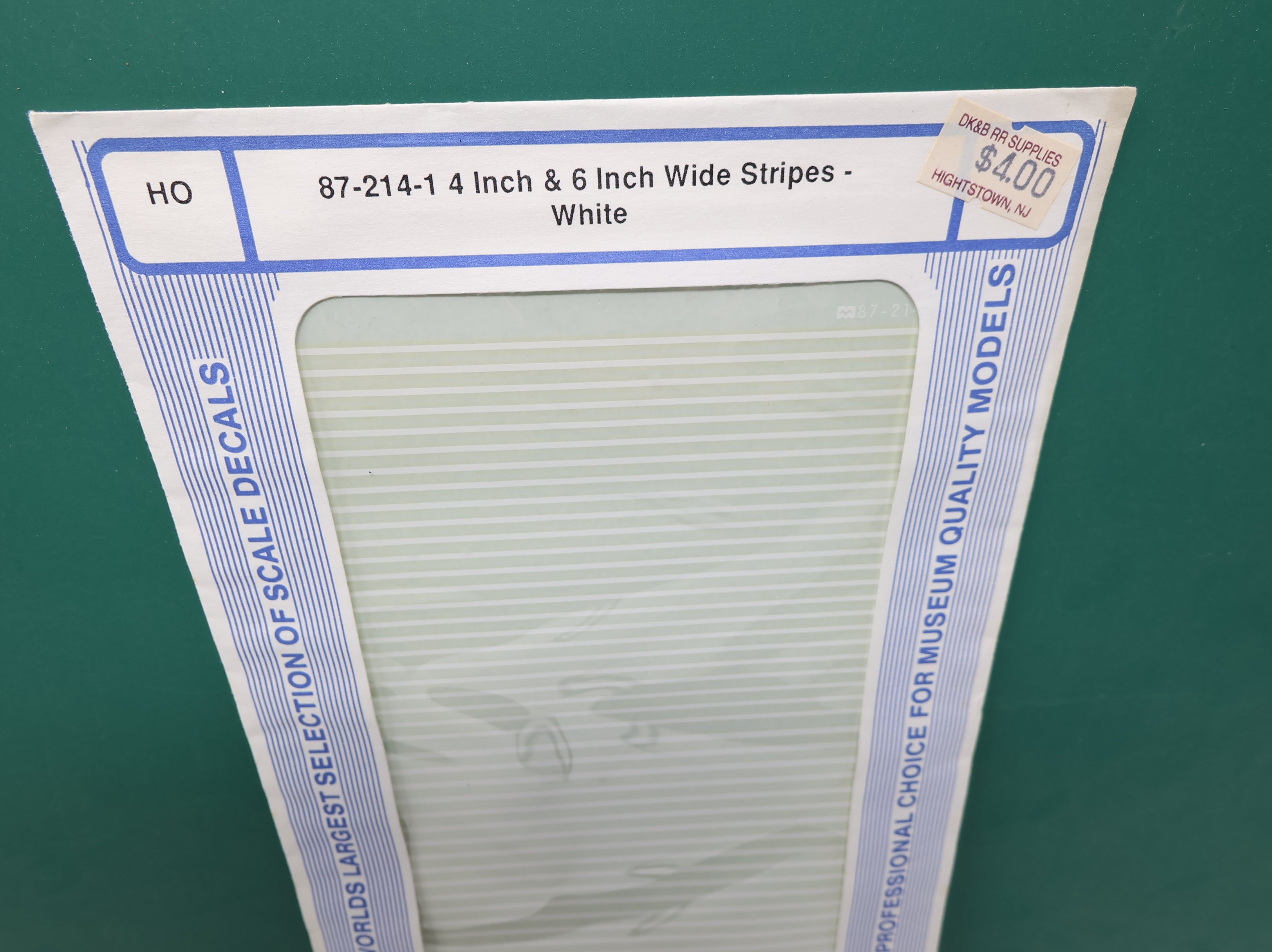 MICROSCALE 87-214-1 HO Scale 4 Inch & 6 Inch Wide Stripes - White Decals