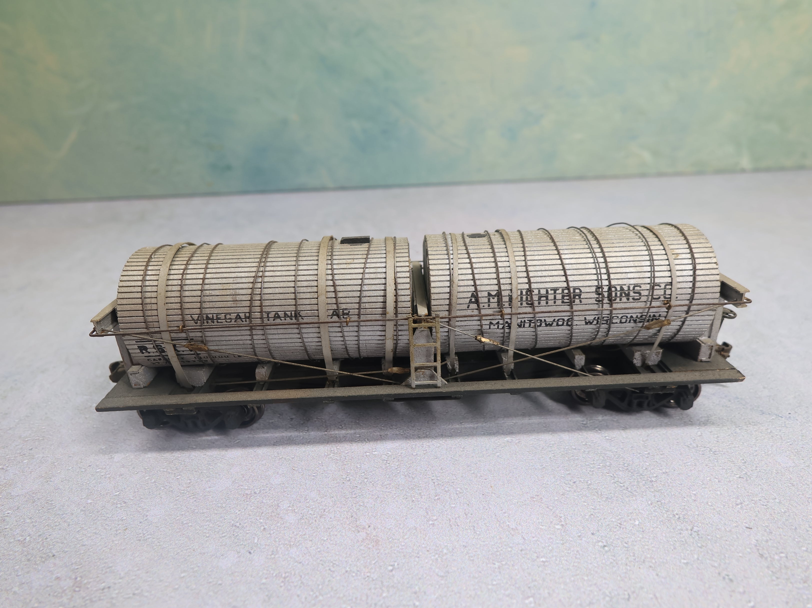 USED Ambroid HO Scale Vinegar Tank Car AM Richter & Sons RSX #11 Wood Built Kit, Lightly Weathered