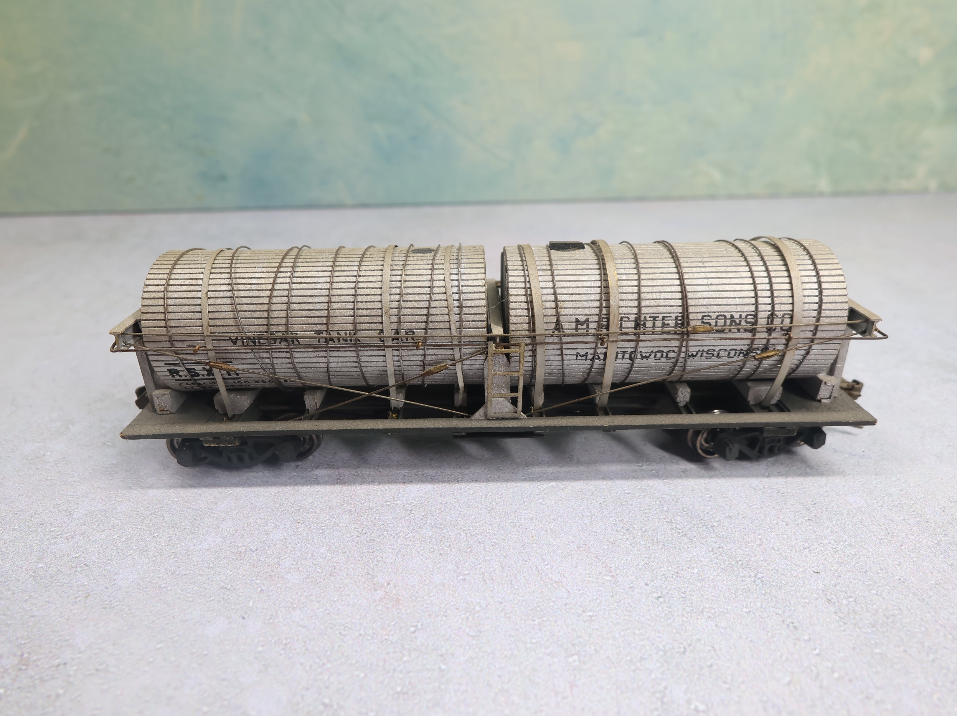 USED Ambroid HO Scale Vinegar Tank Car AM Richter & Sons RSX #11 Wood Built Kit, Lightly Weathered