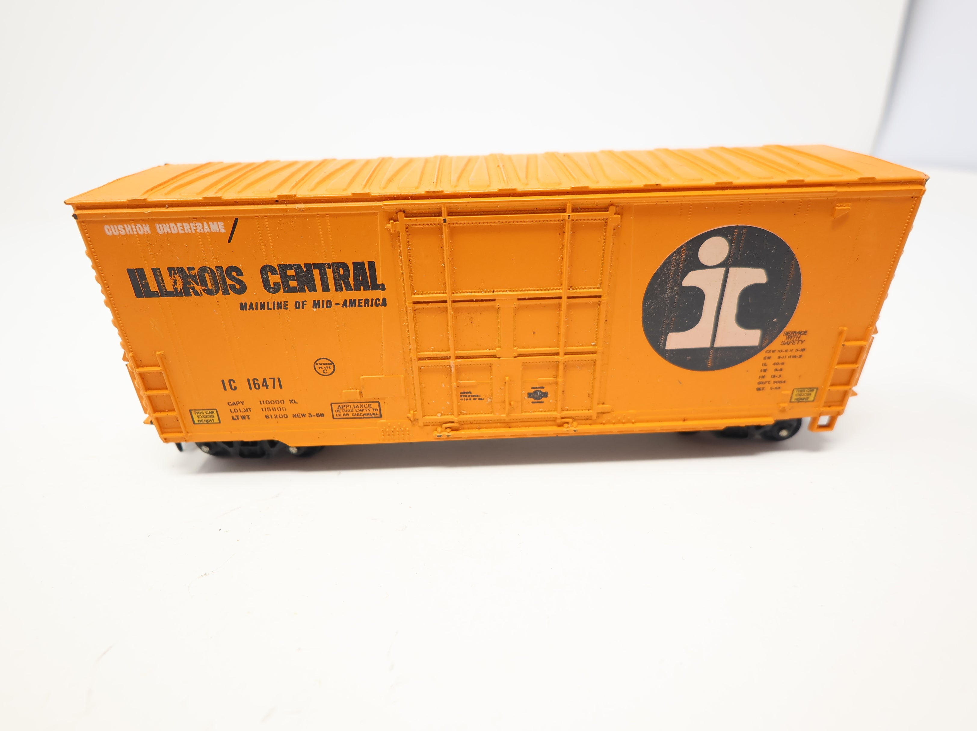 USED Athearn HO Scale 40' Hi-Cube Box Car Illinois Central IC #16471