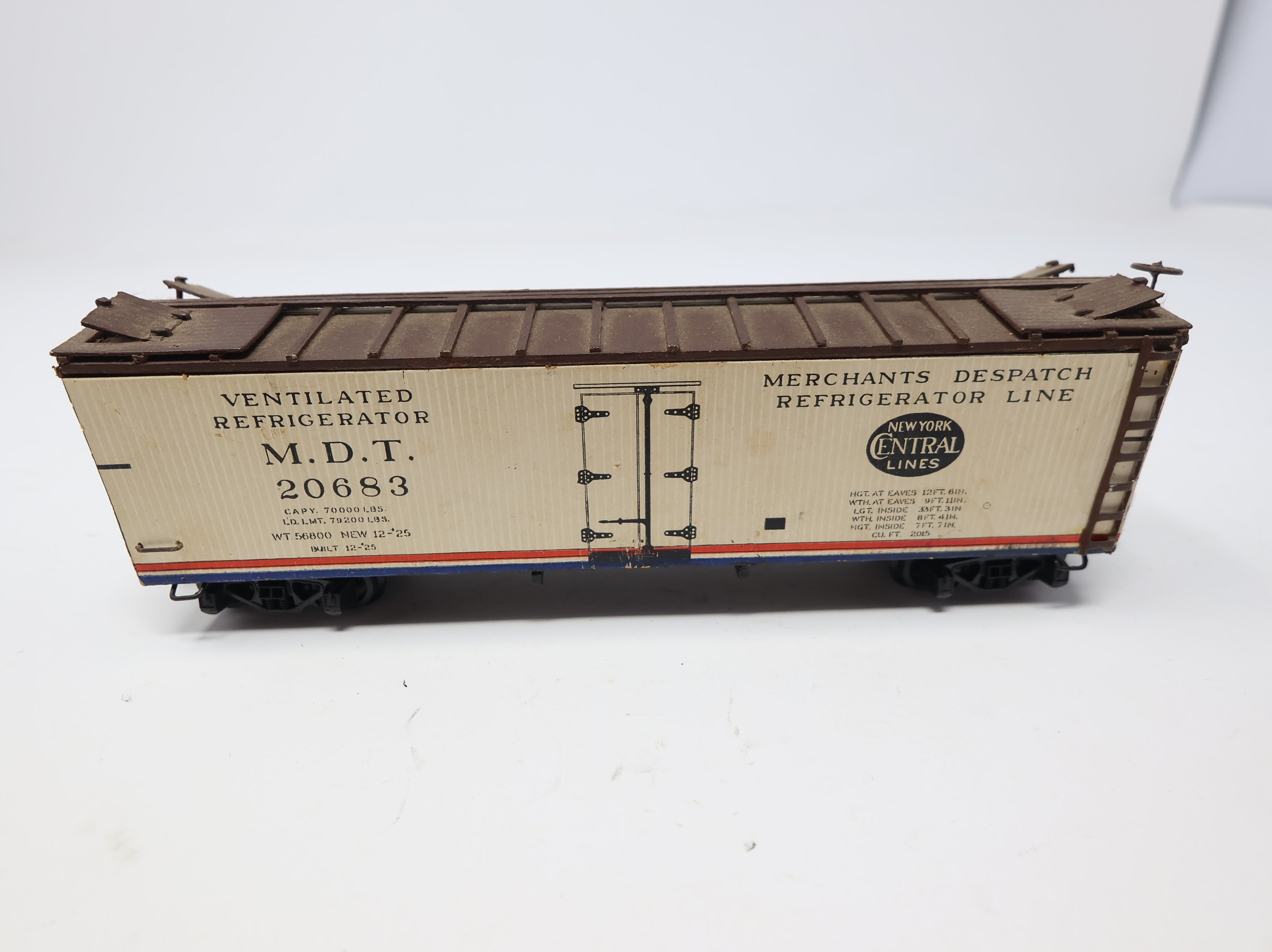 USED HO Scale 40' Wooden Reefer Box Car MDT #20683 Wood, Weathered