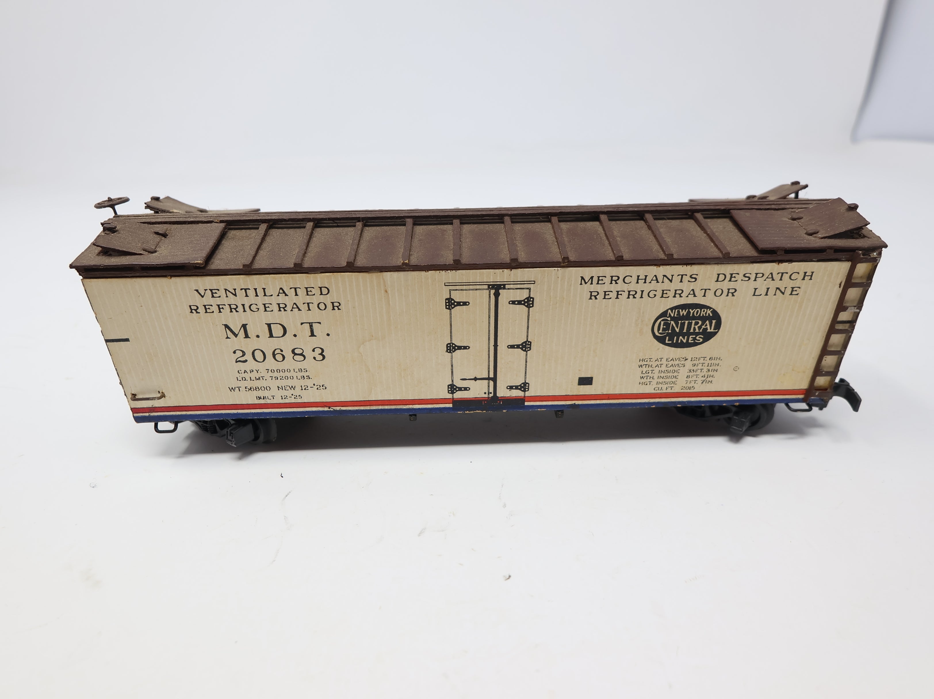 USED HO Scale 40' Wooden Reefer Box Car MDT #20683 Wood, Weathered