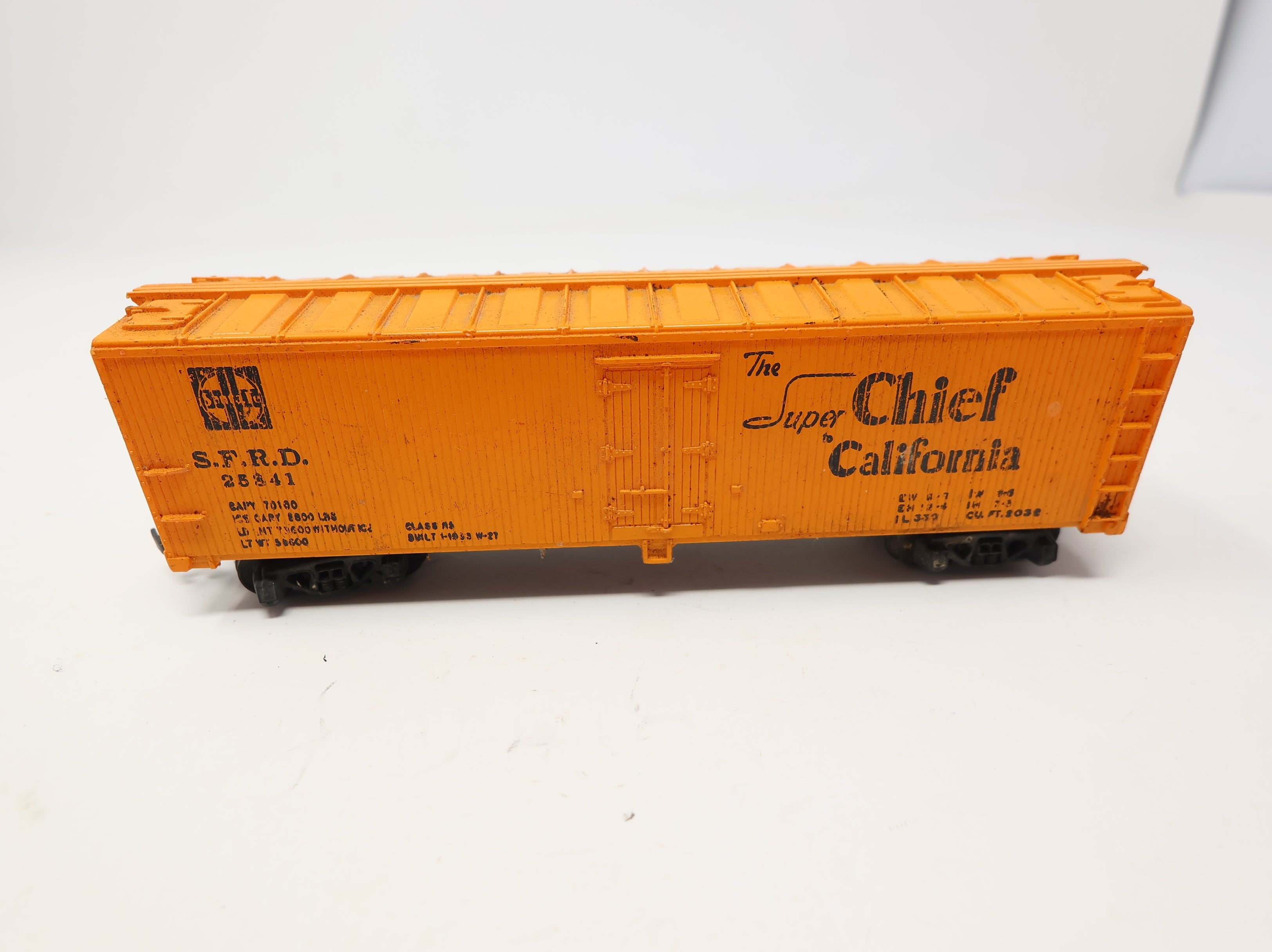 USED Mantua HO Scale 40' Wooden Reefer Box Car Santa Fe SFRD #25841