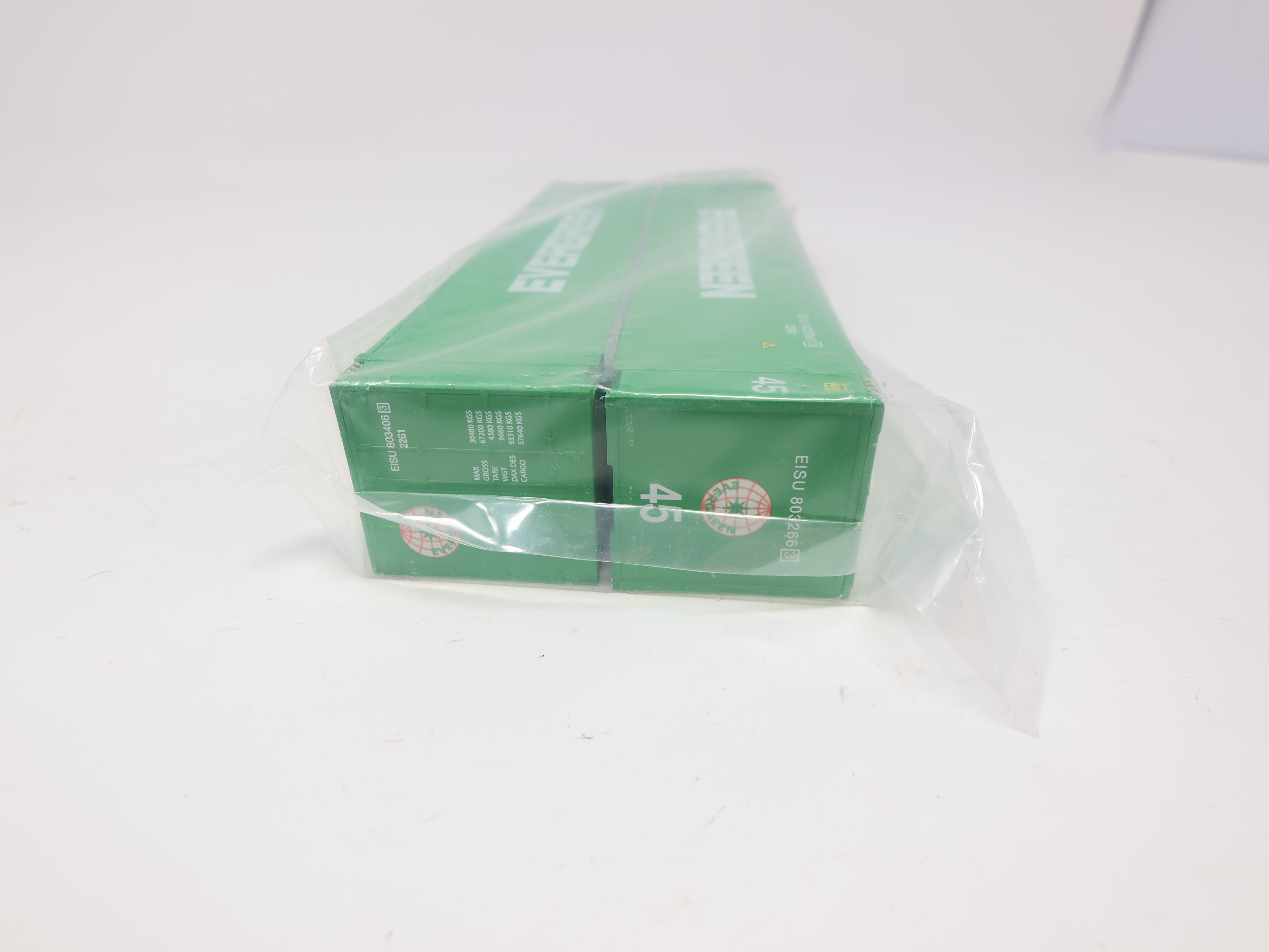 Con-Cor 0004-083563 HO Scale, Hi-Cube 45' Container, Evergreen EISU , 2 Pack