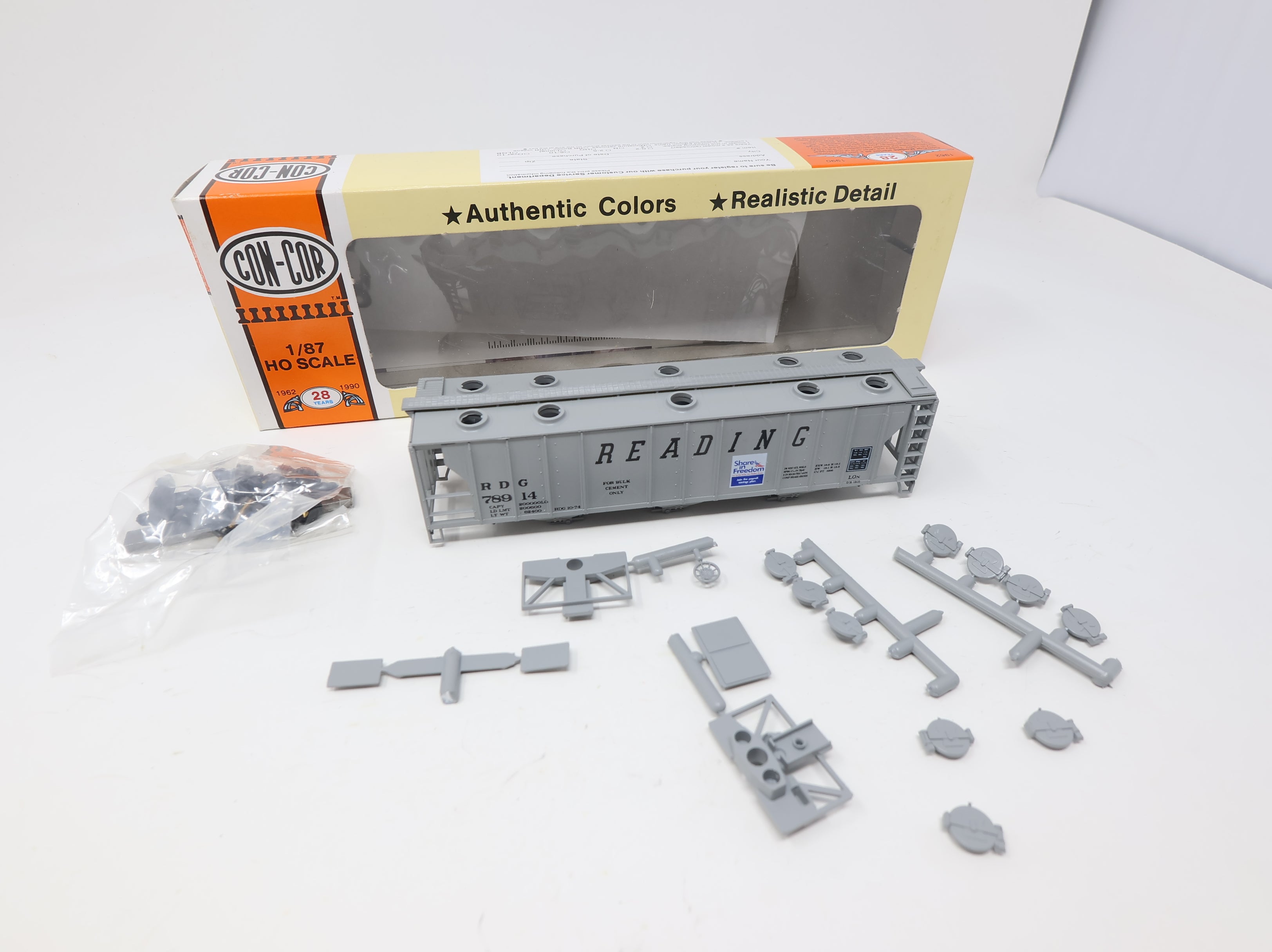 USED Con-Cor HO Scale PS-2 3 Bay Hopper Reading RDG #78914 KIT