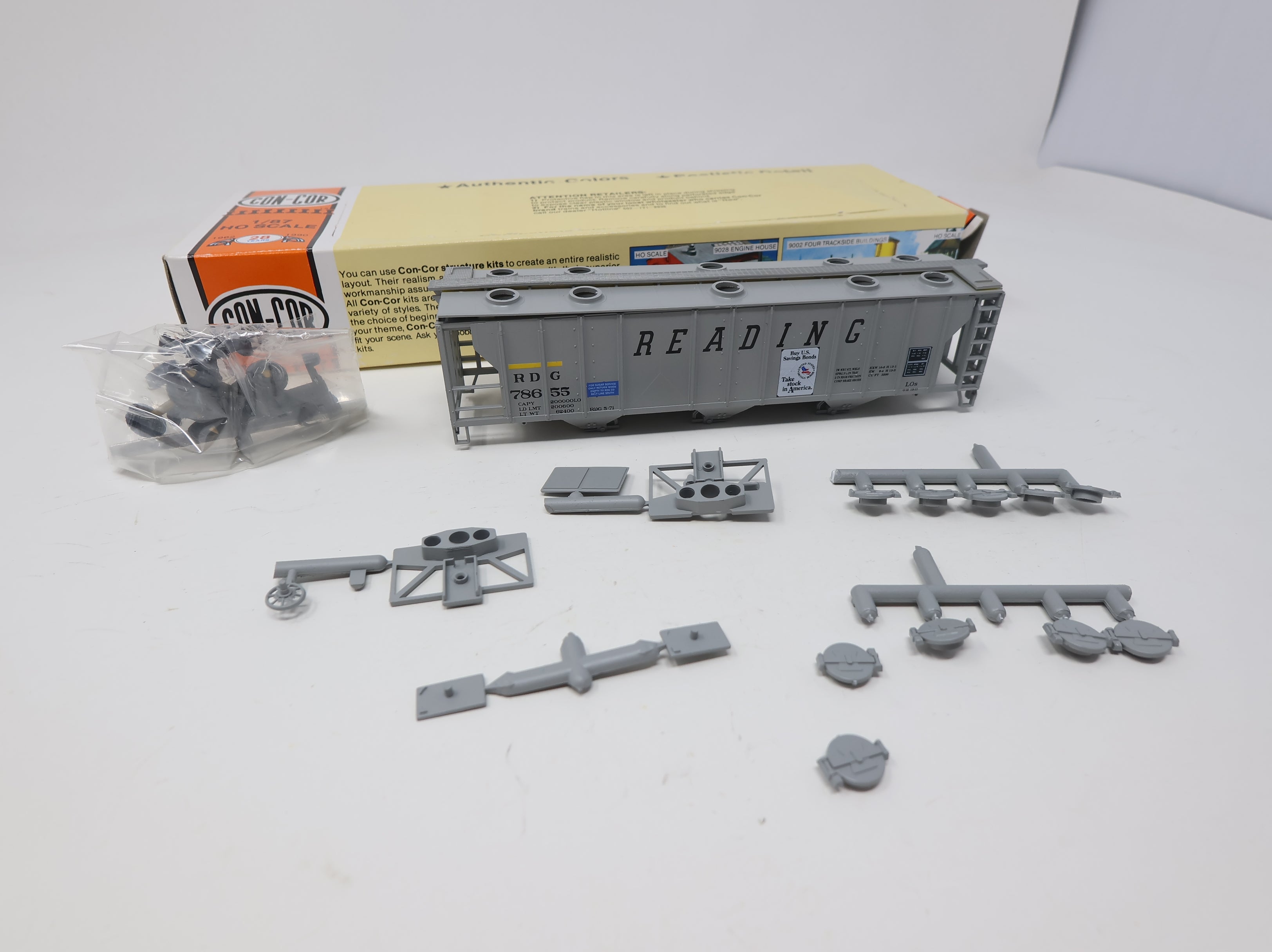 USED Con-Cor HO Scale PS-2 3 Bay Hopper Reading RDG #78655 KIT