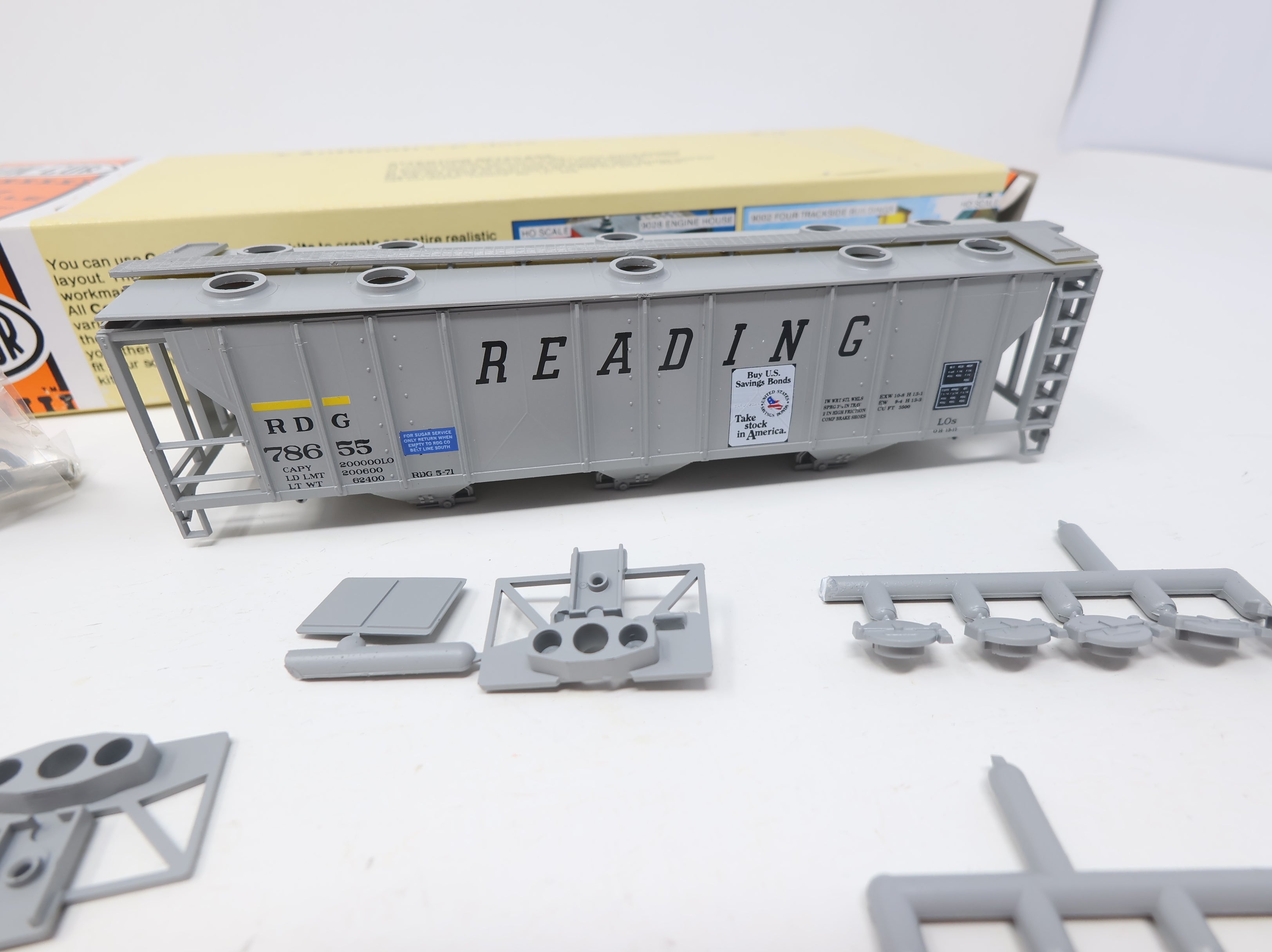 USED Con-Cor HO Scale PS-2 3 Bay Hopper Reading RDG #78655 KIT