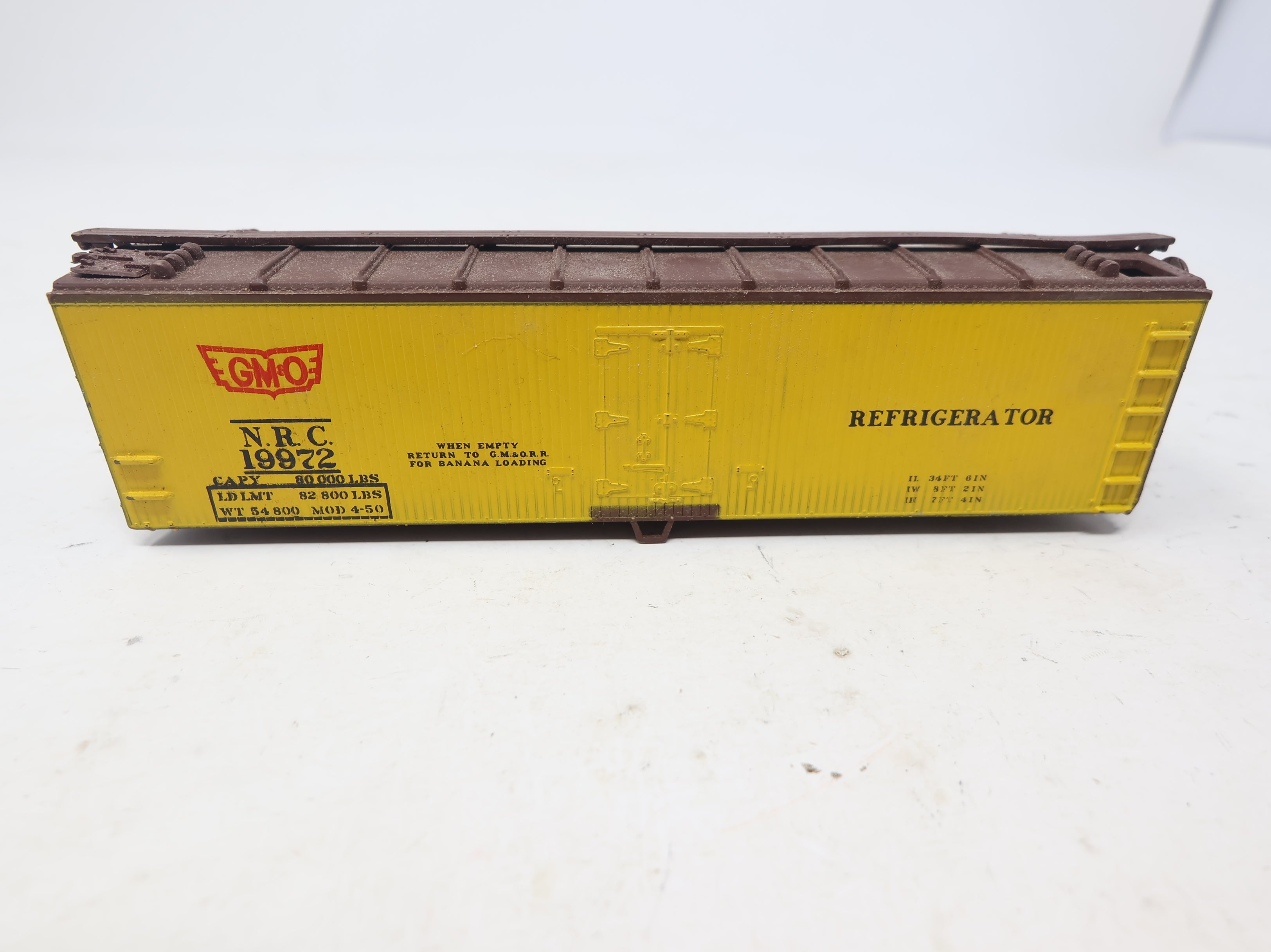 USED TRAIN MINIATURE HO Scale 40' Reefer Gulf Mobile & Ohio NRC #19972 Shell Only Rough