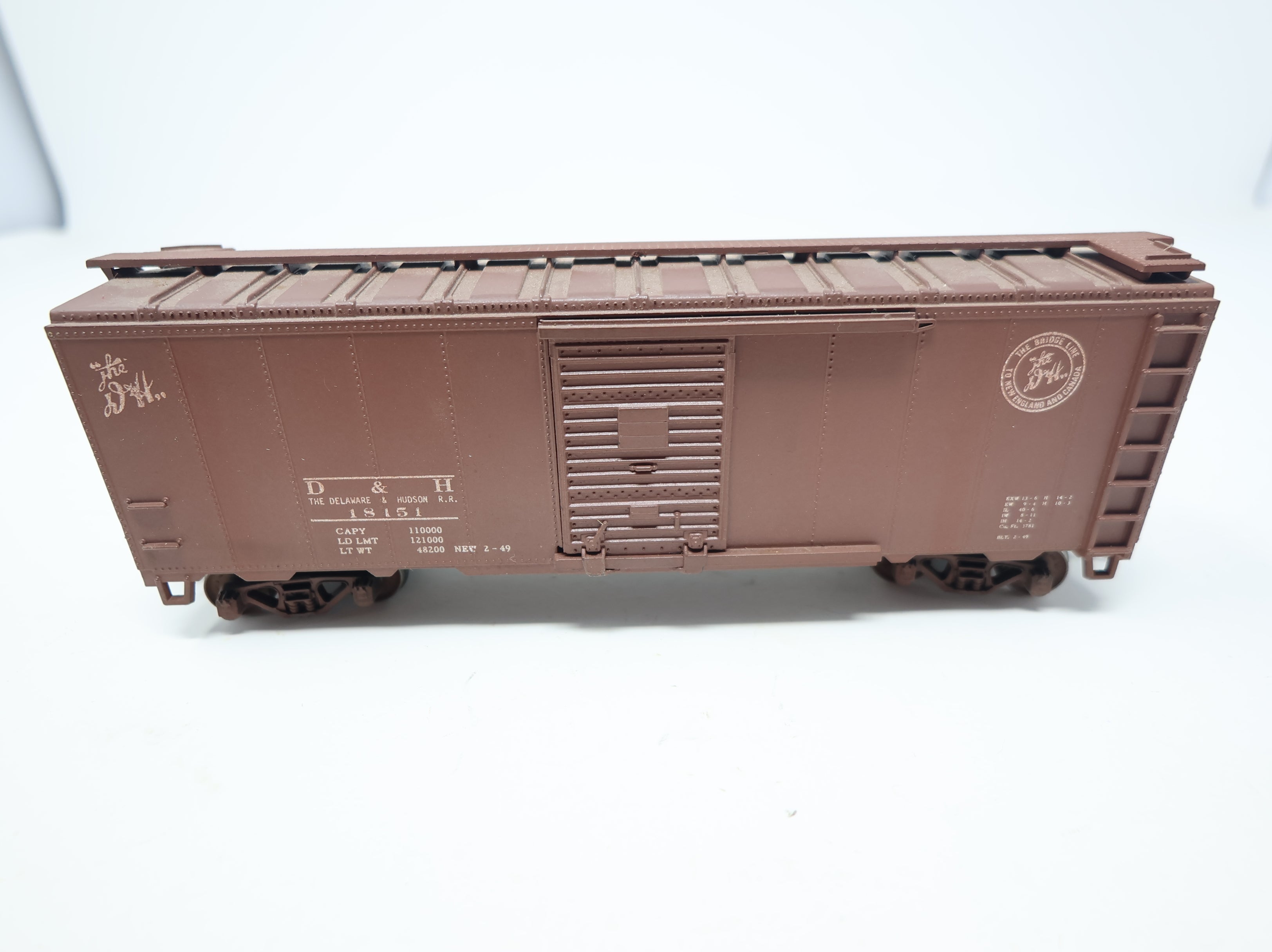 USED Athearn HO Scale 40' Box Car Delaware and Hudson DH #18151 Light Weathering