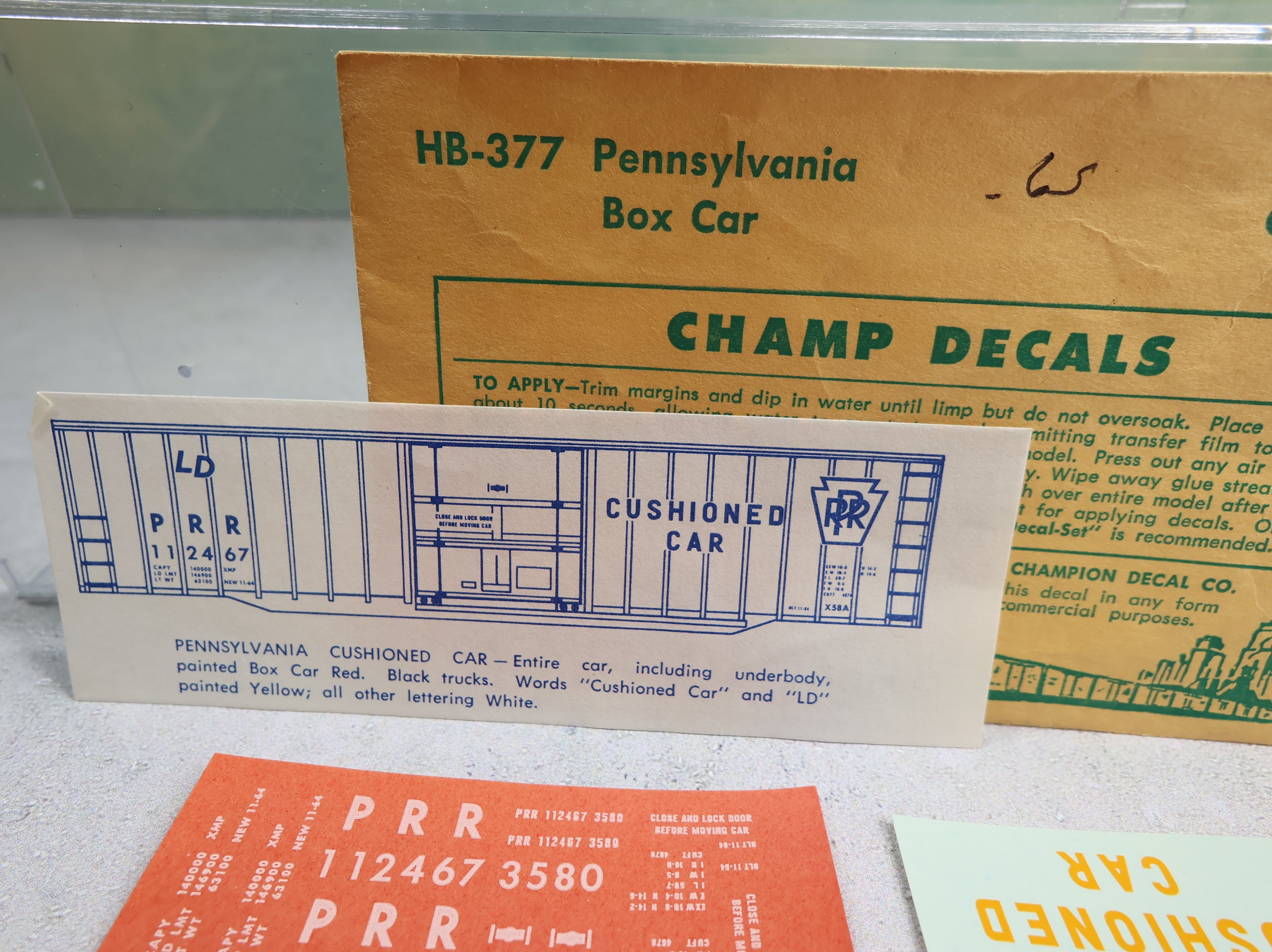 USED Champ Decals HB377 HO Scale Pennsylvania Cushioned Box Car Decal