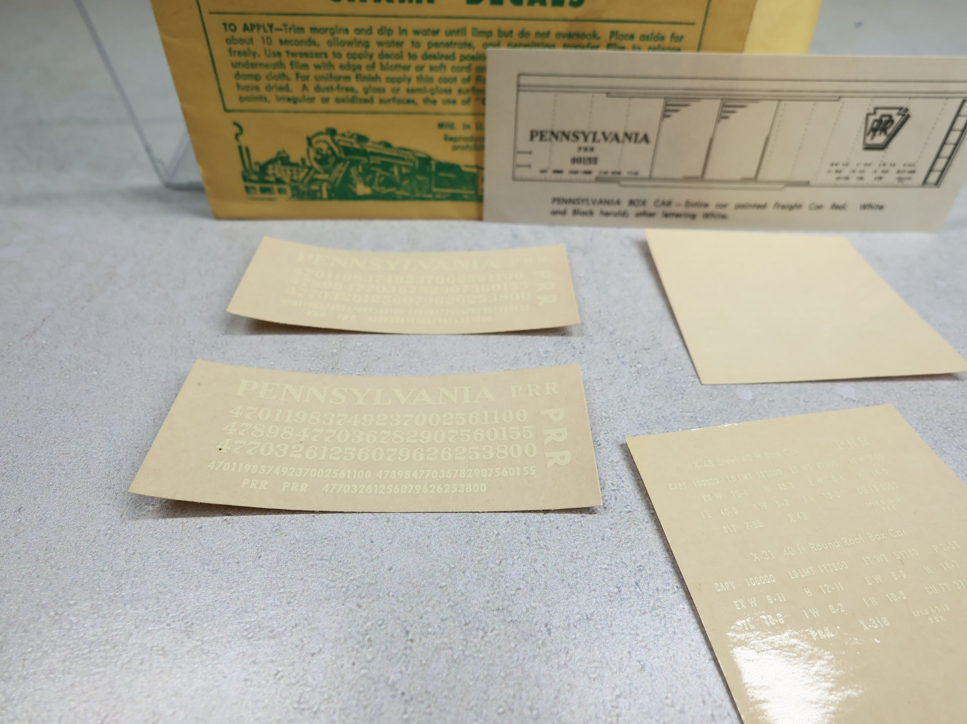 USED Champ Decals HB307 HO Scale Pennsylvania White Lettering Box Car Decals