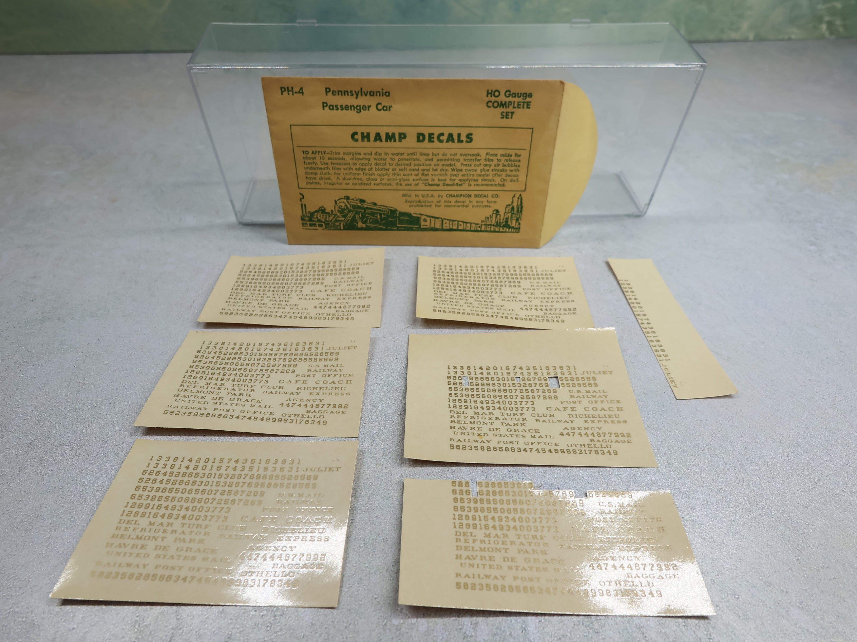 USED Champ Decals PH4 HO Scale Pennsylvania Gold Passenger Car Decals