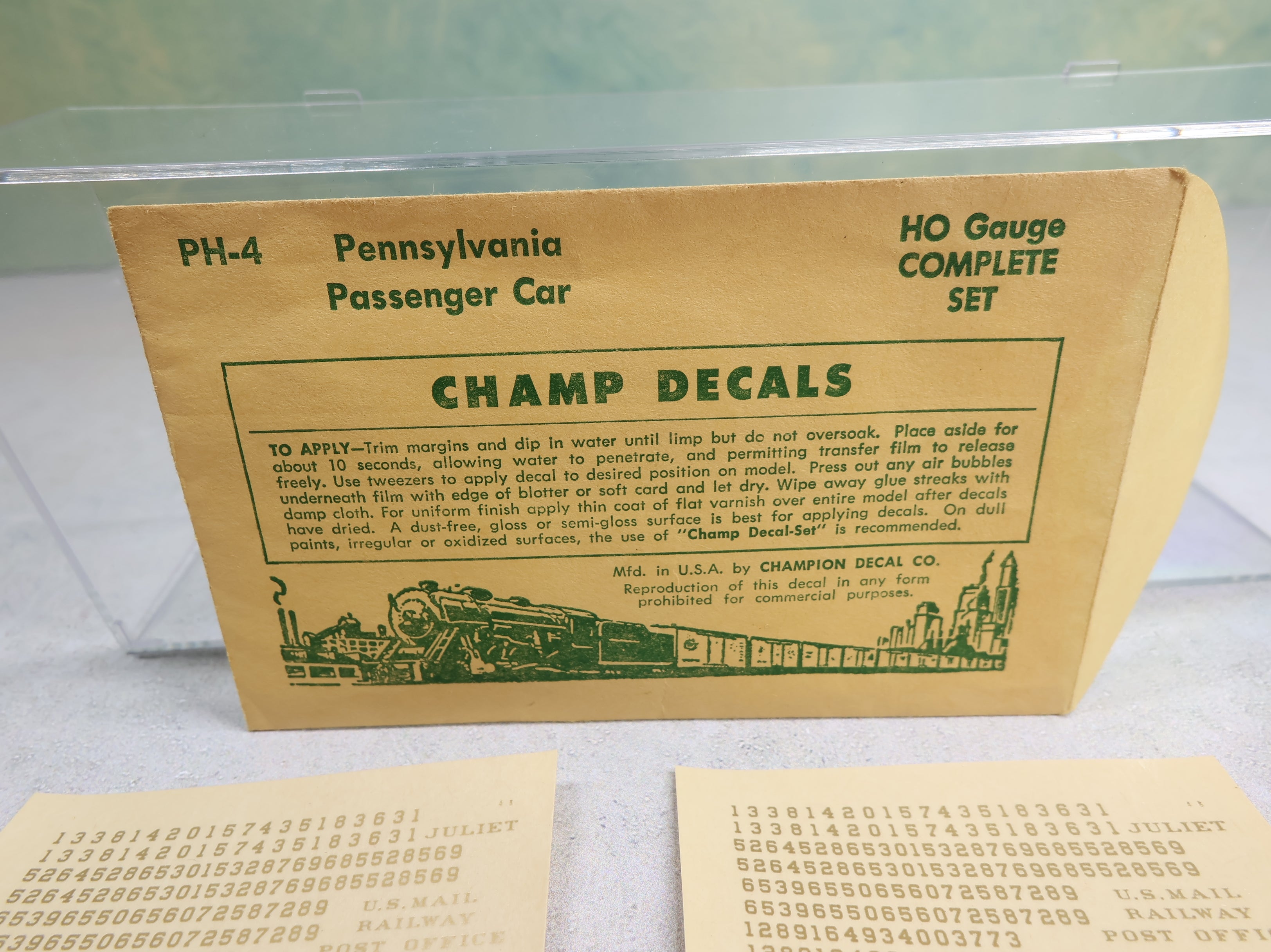 USED Champ Decals PH4 HO Scale Pennsylvania Gold Passenger Car Decals