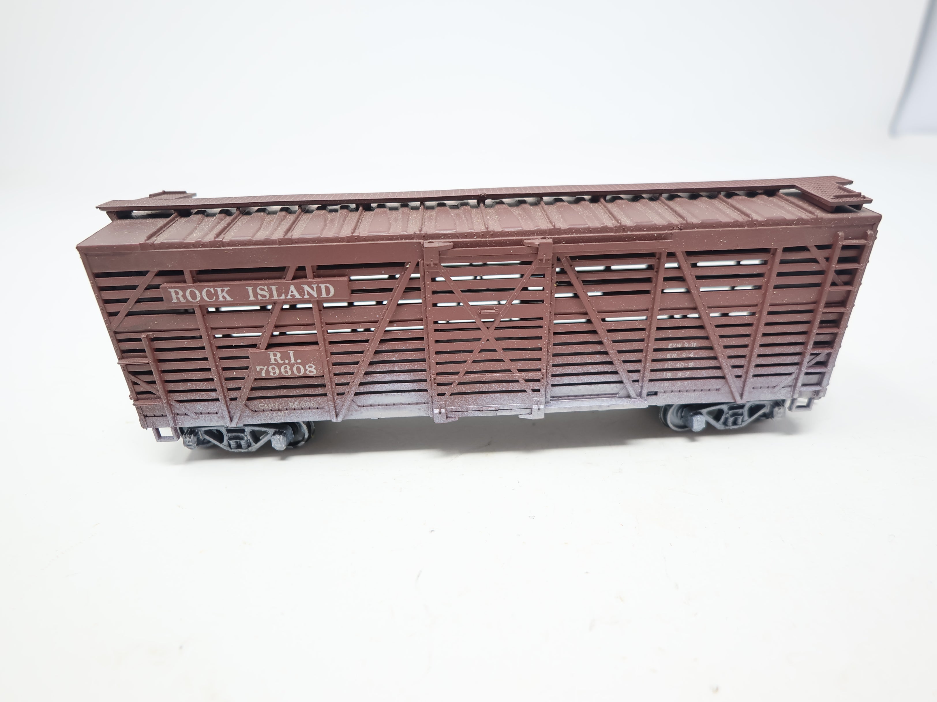 USED Athearn HO Scale Cattle Stock Car Rock Island RI #79608 Weathered