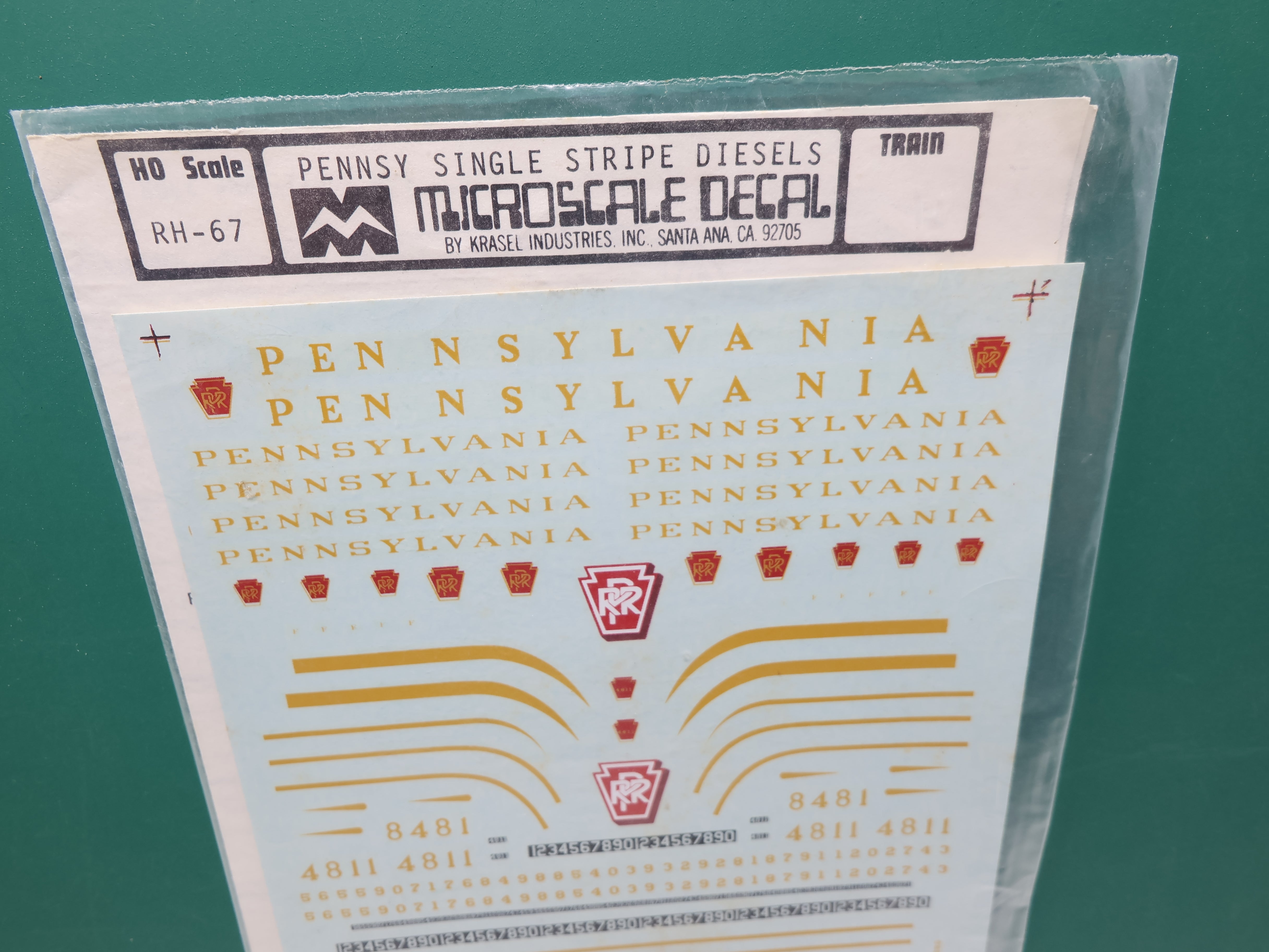 USED MICROSCALE RH-67 HO Scale, Pennsy Single Strip Diesel Decals