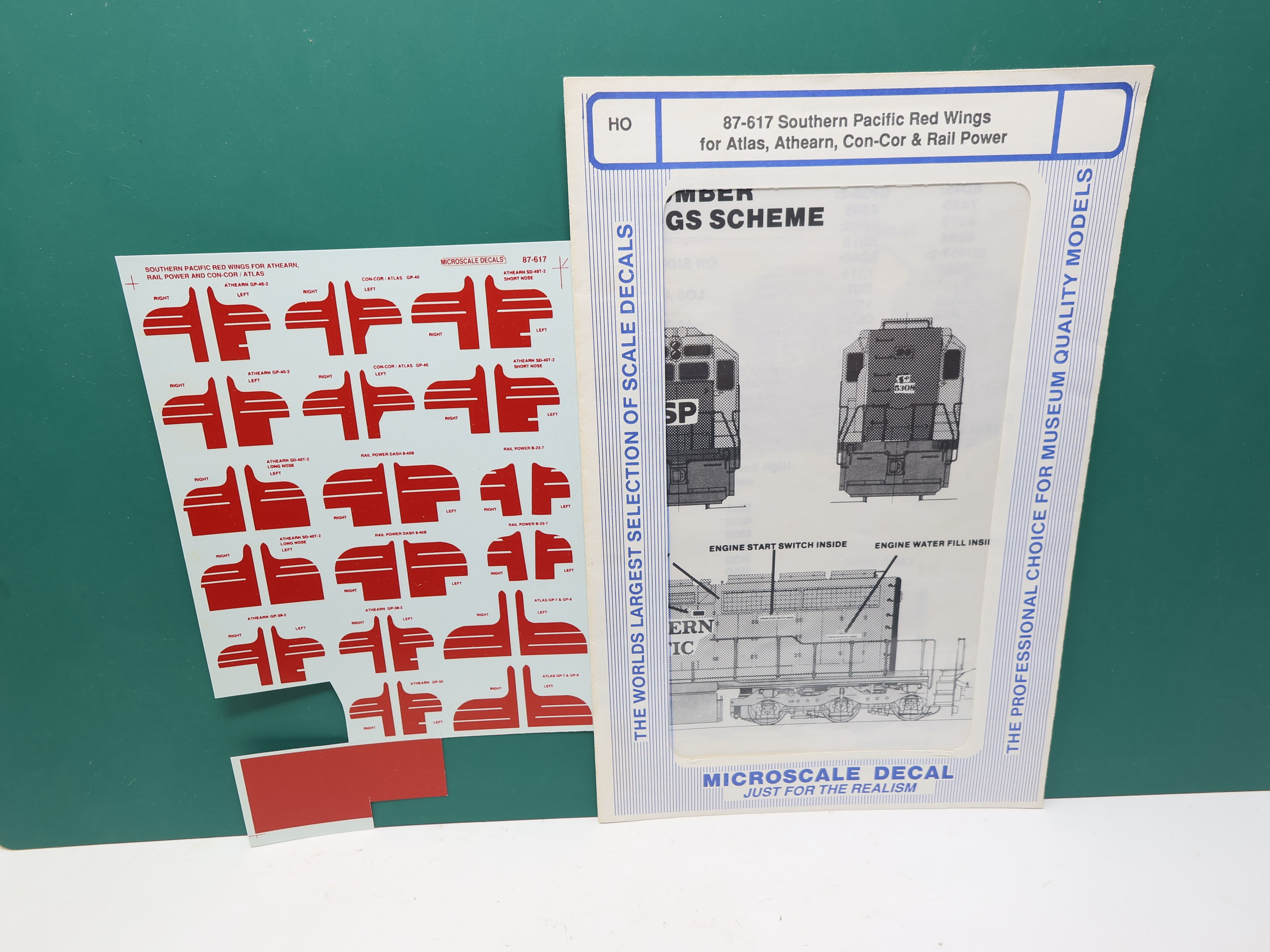 USED MICROSCALE 87-617 HO Scale, Southern Pacific Red Wings (Atlas, Athearn, Concor & Rail Power Diesel Decals