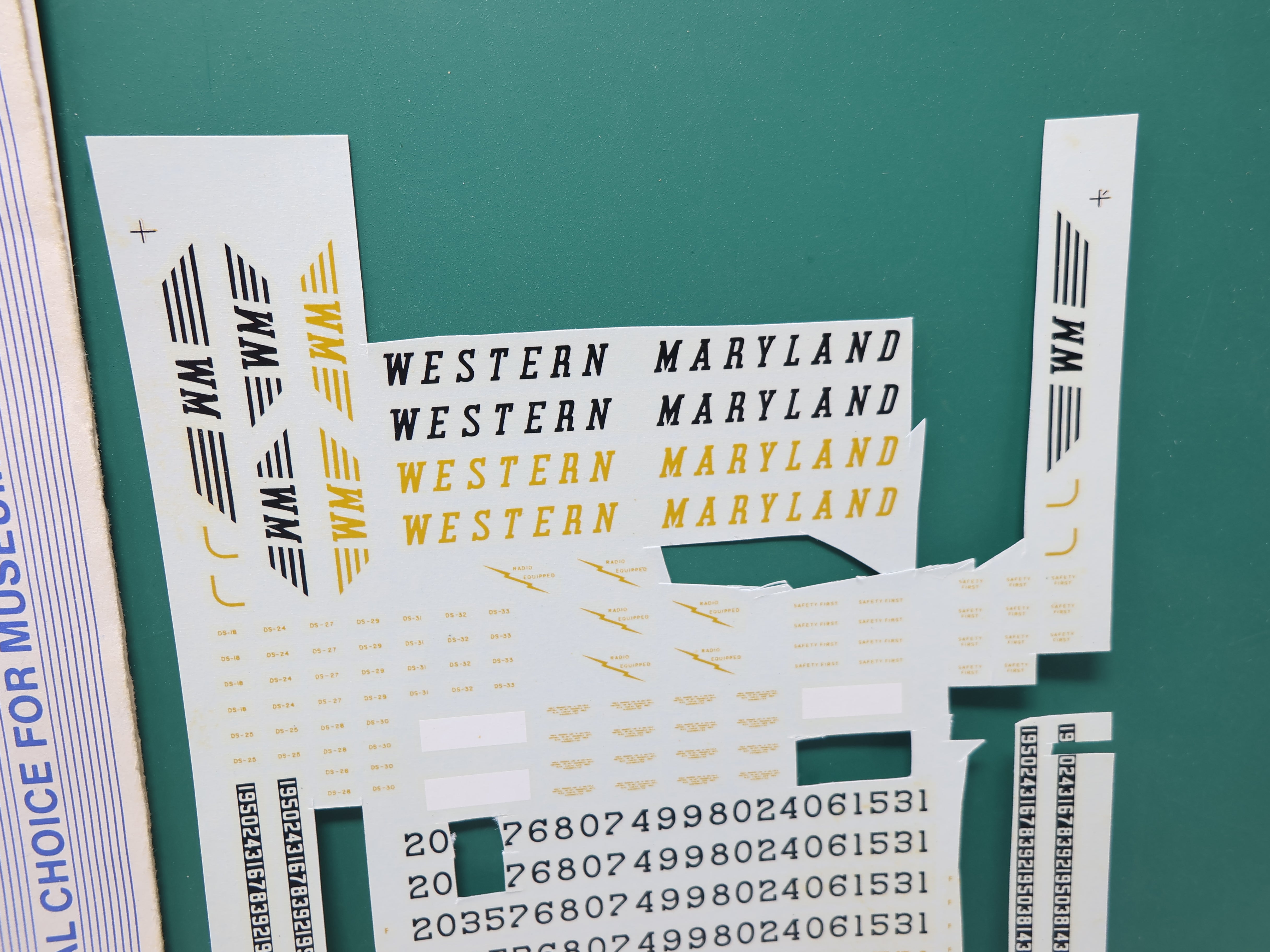 USED MICROSCALE 87-130 HO Scale, Western Maryland Diesel Hoods Decals