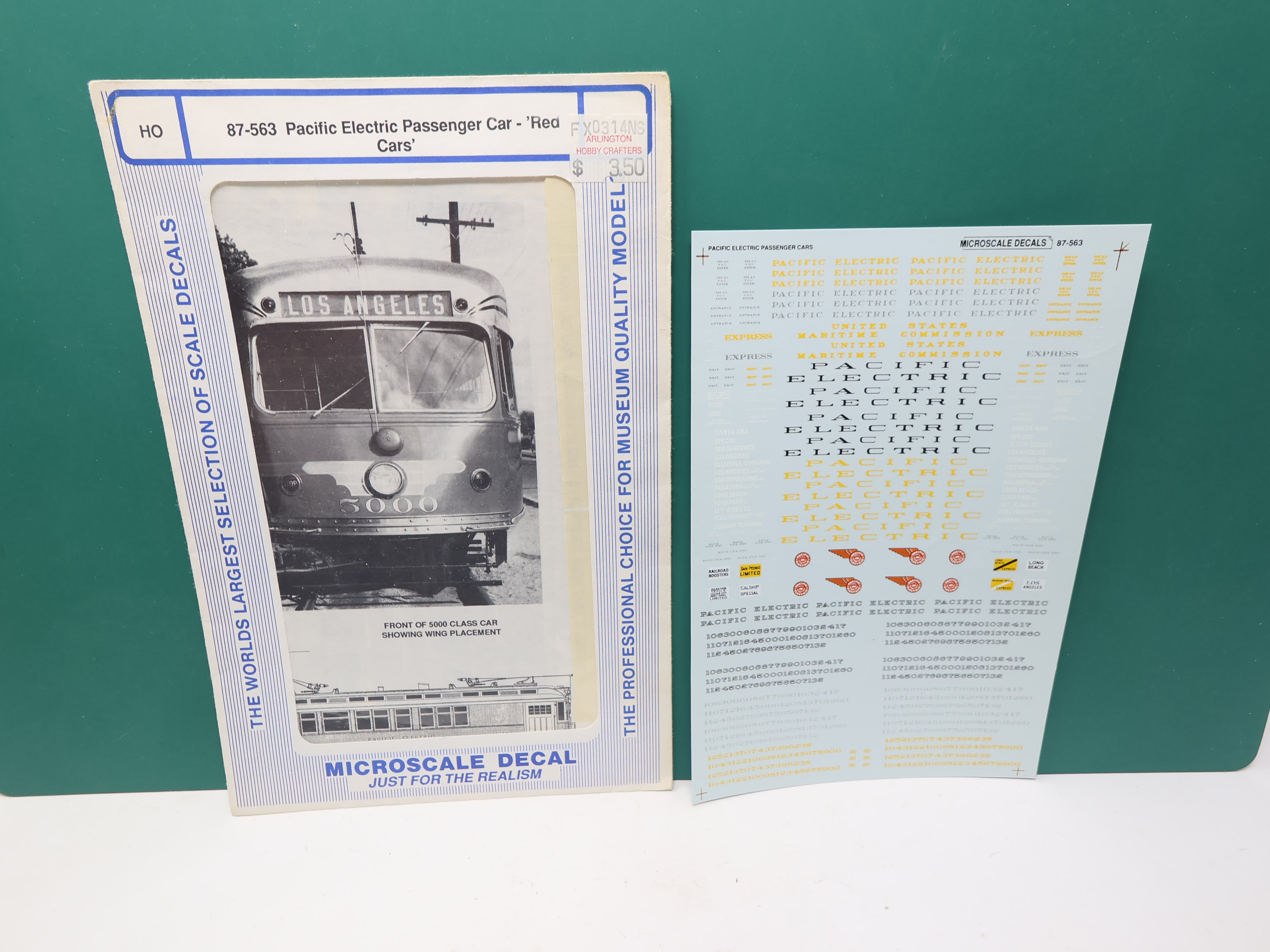 USED MICROSCALE 87-563 HO Scale, Pacific Electric Passenger Red Car Decals