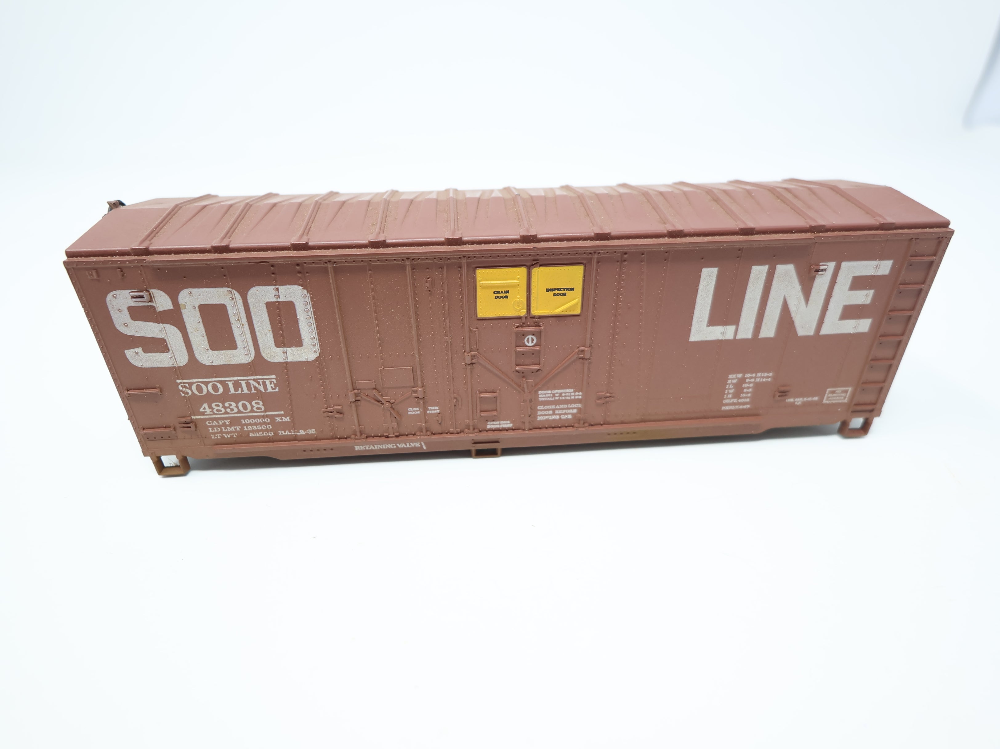 USED Athearn HO Scale 40' Steel Box Car SOO Line #48308 No Trucks/Couplers, Light Weathering