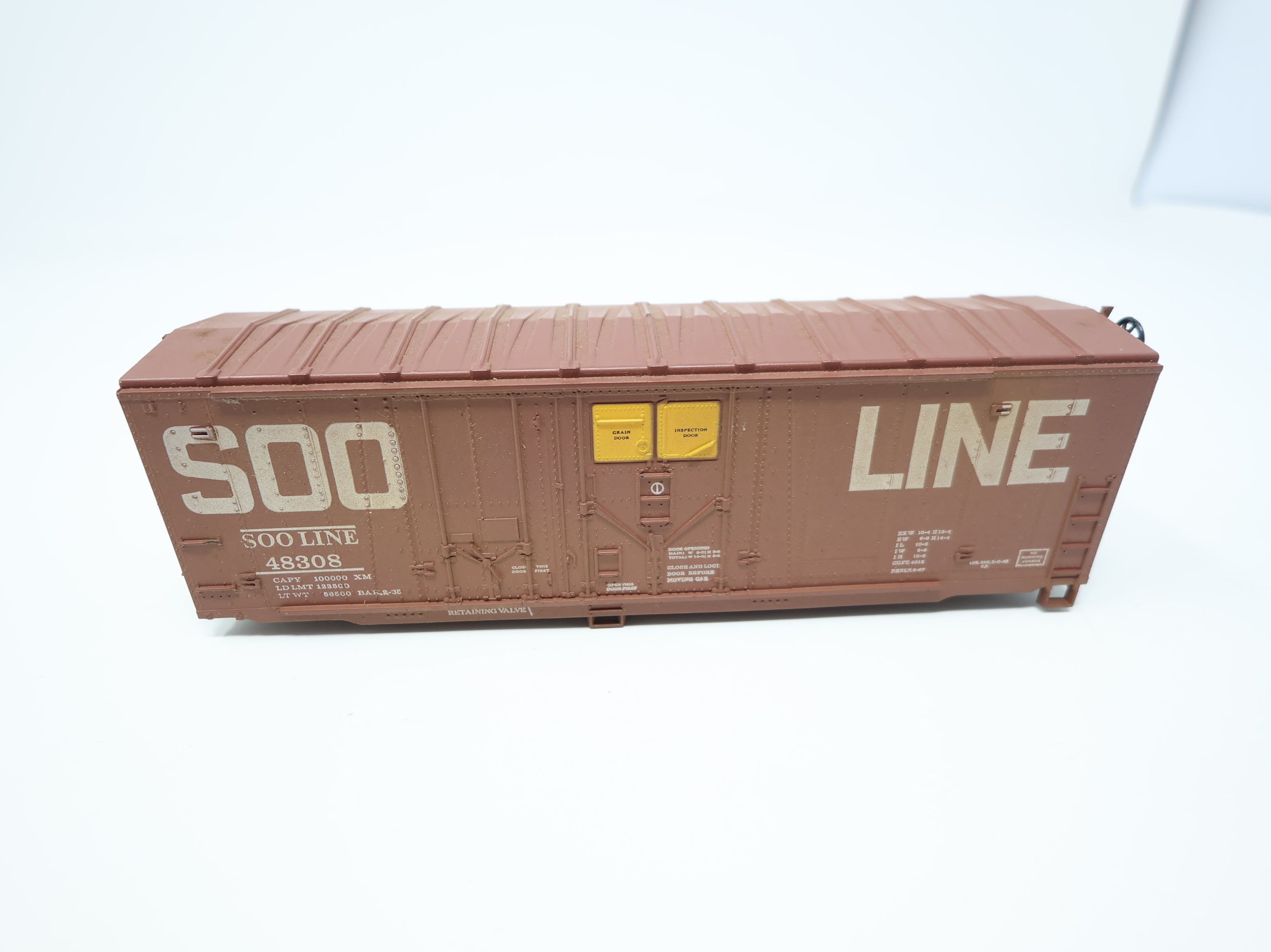 USED Athearn HO Scale 40' Steel Box Car SOO Line #48308 No Trucks/Couplers, Light Weathering