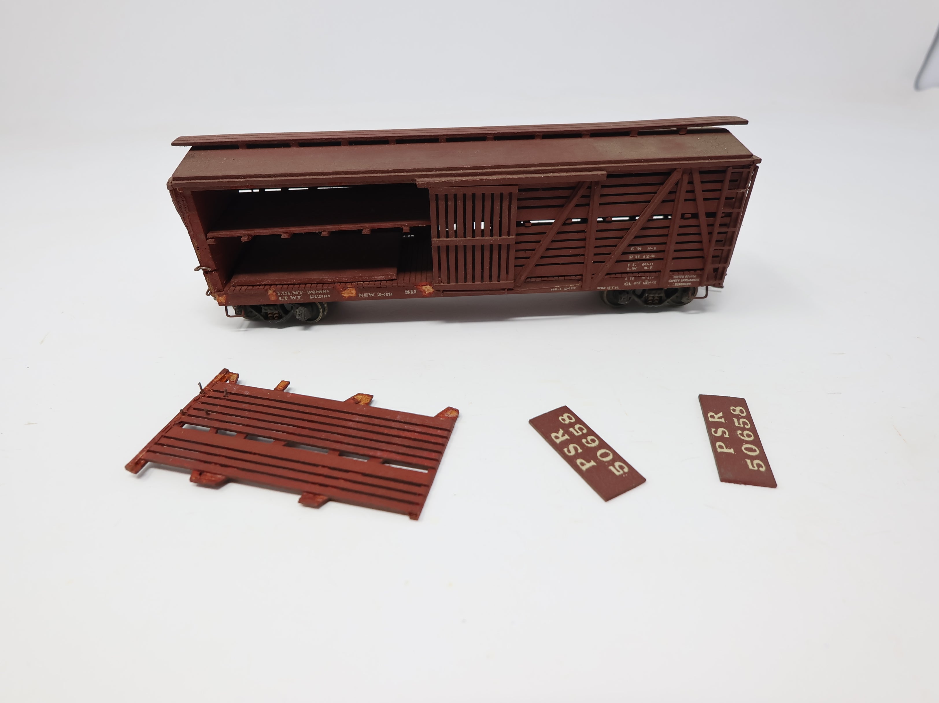 USED HO Scale 40' Cattle Stock Car PSR #50658 Custom Real Wood