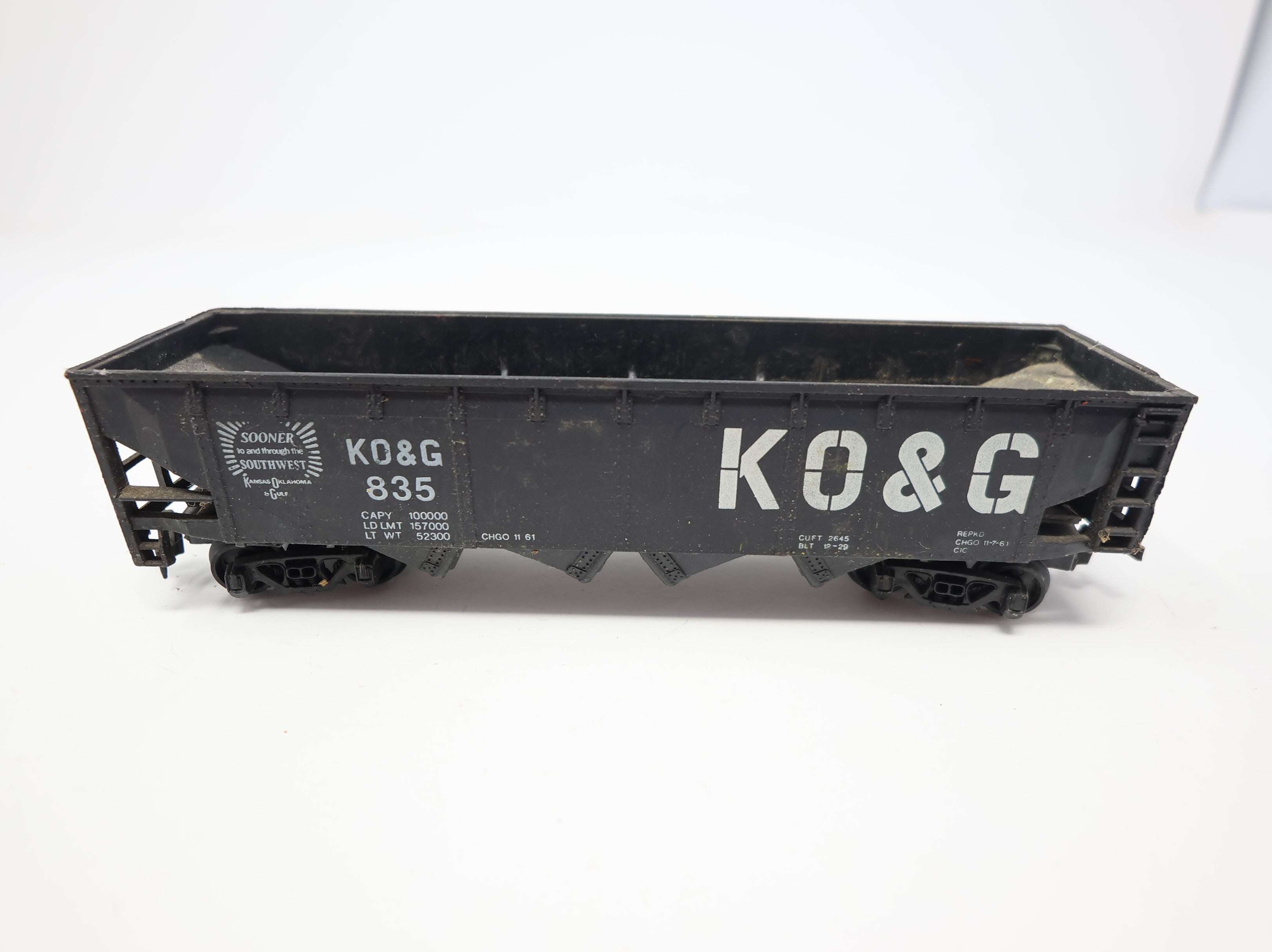 USED AHM HO Scale 4 Bay Hopper KO&G #835