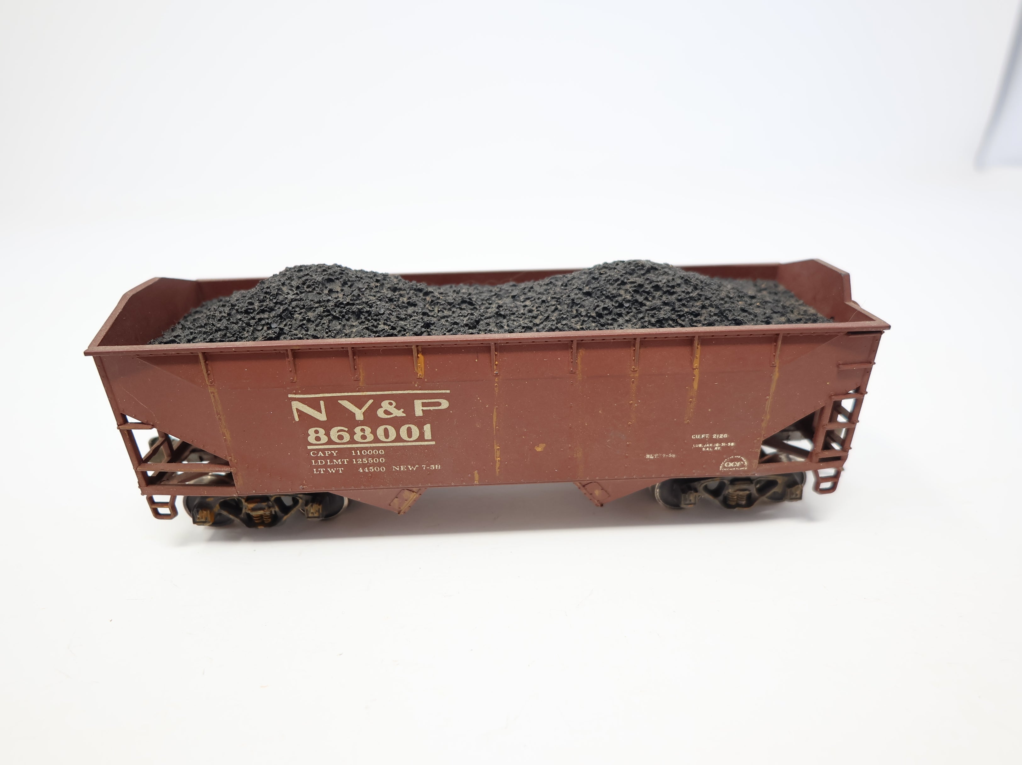 USED Athearn HO Scale 2 Bay Hopper w/ Coal Load New York & Pennsylvania NY&P #868001 Decal