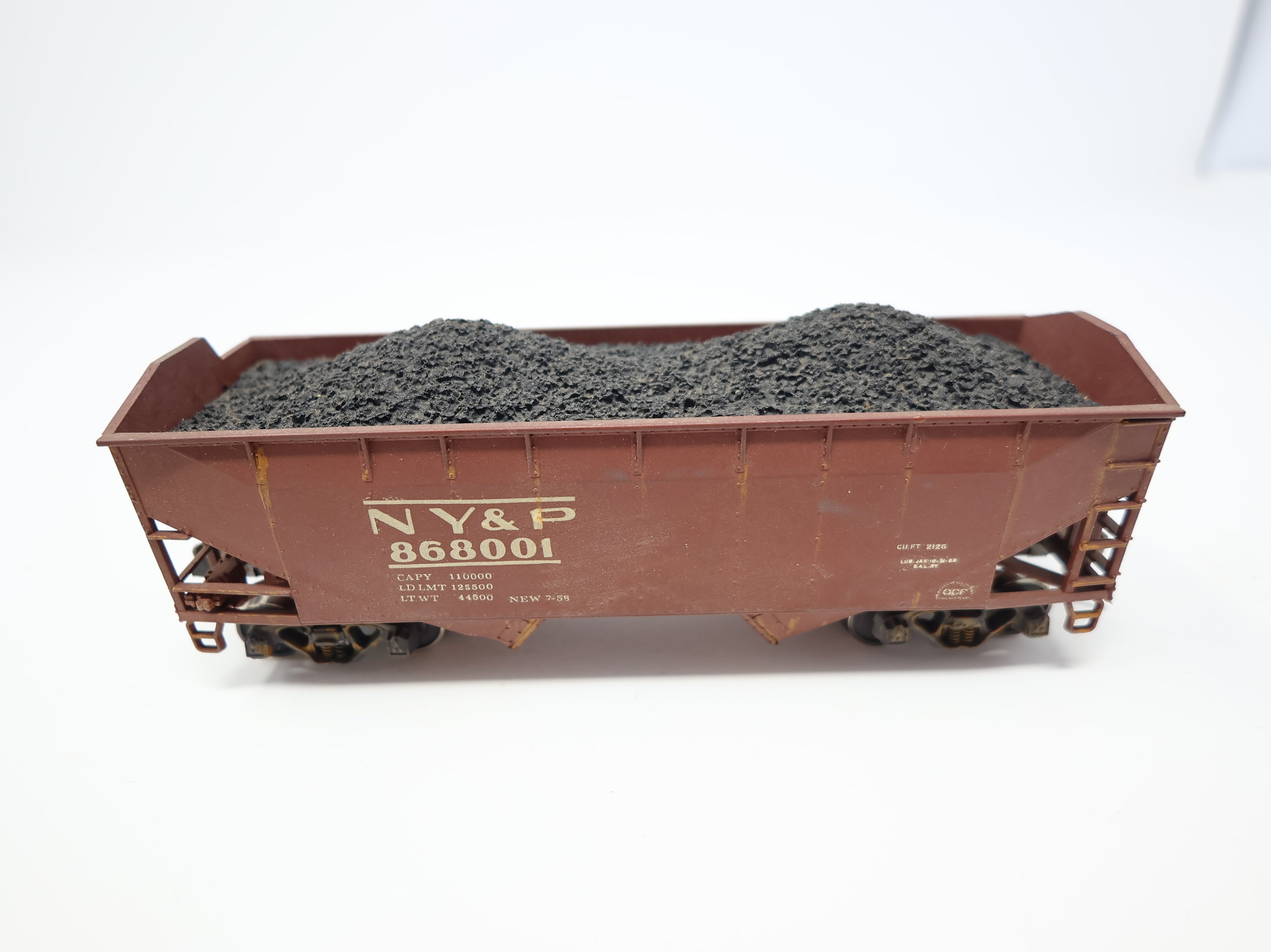 USED Athearn HO Scale 2 Bay Hopper w/ Coal Load New York & Pennsylvania NY&P #868001 Decal