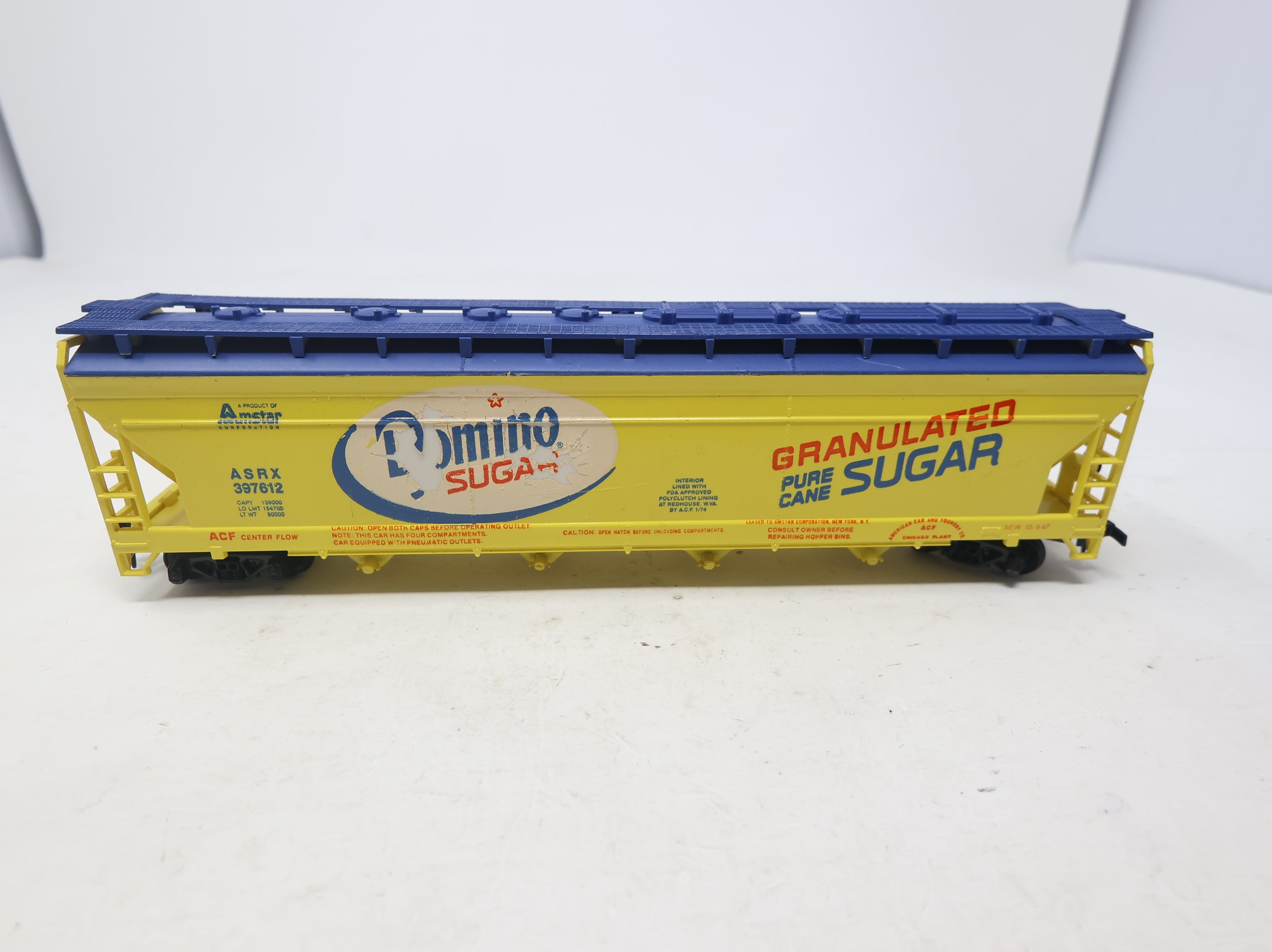 USED Tyco HO Scale ACF Center Flow Covered Hopper Amstar Domino Sugar ASRX #397612