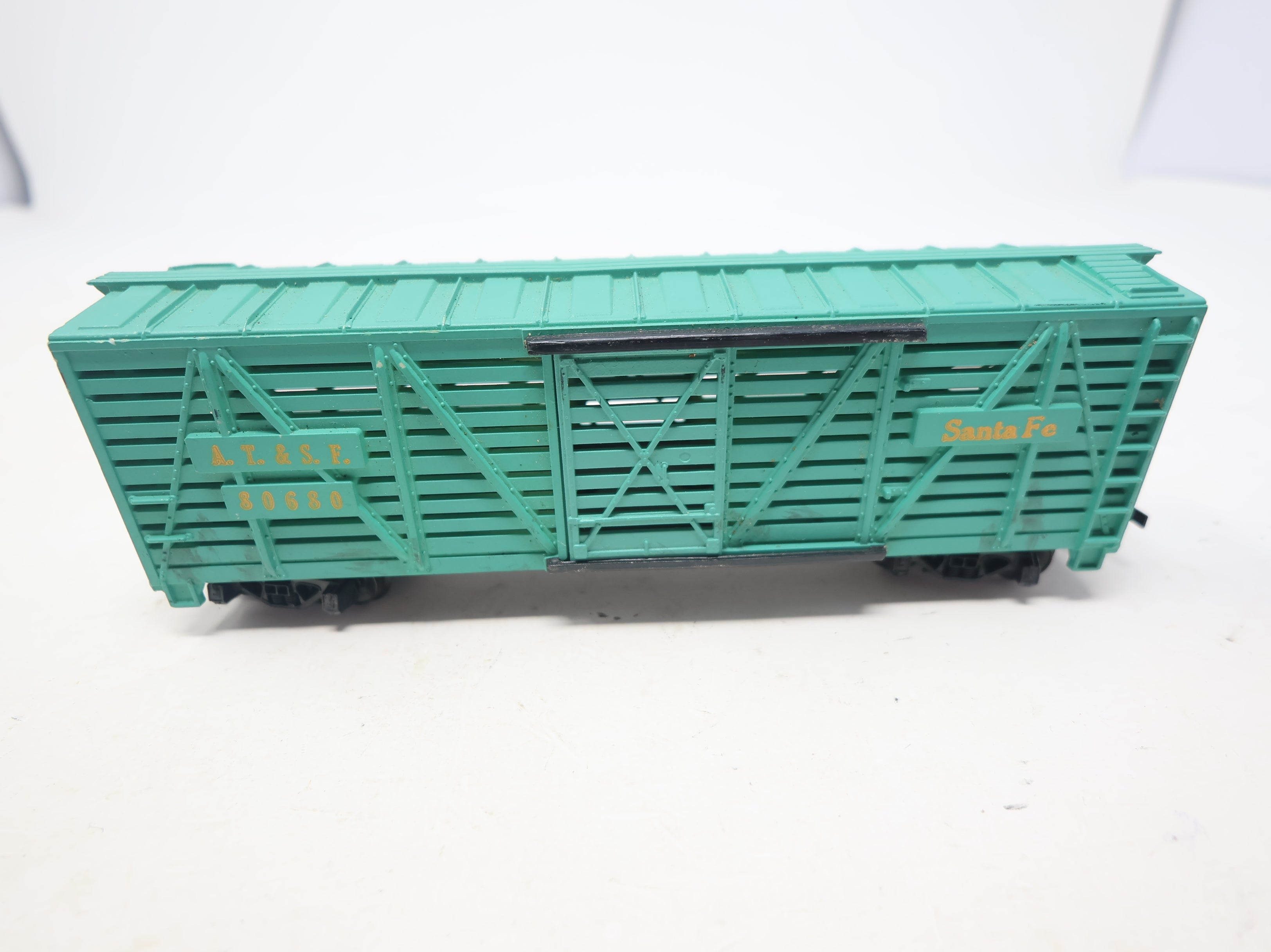 USED Tyco HO Scale Cattle Stock Car Santa Fe ATSF #80680