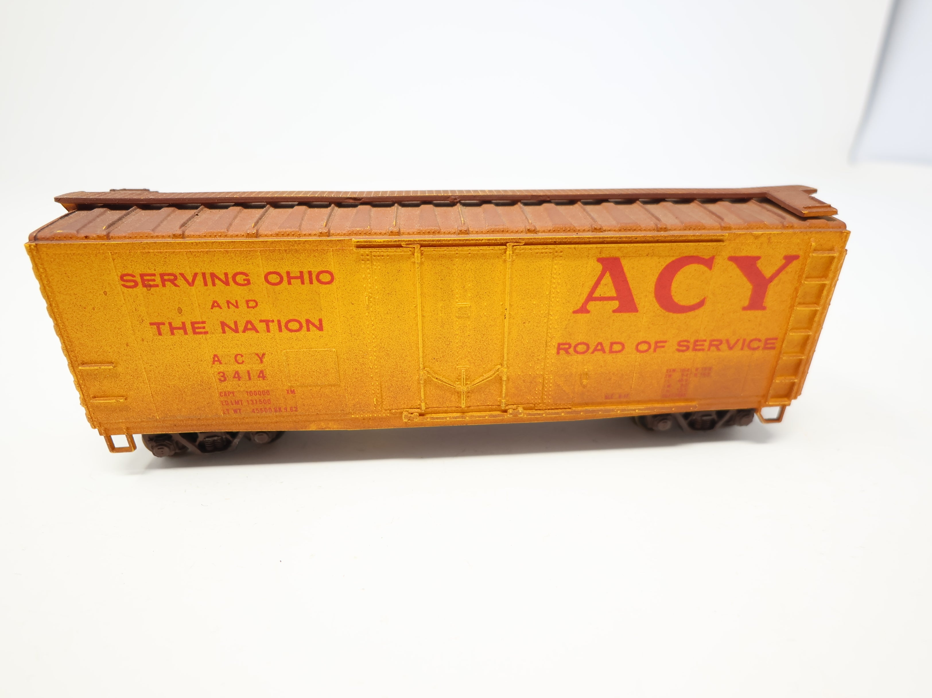 USED HO Scale 40' Box Car ACY #3414 Weathered Decal