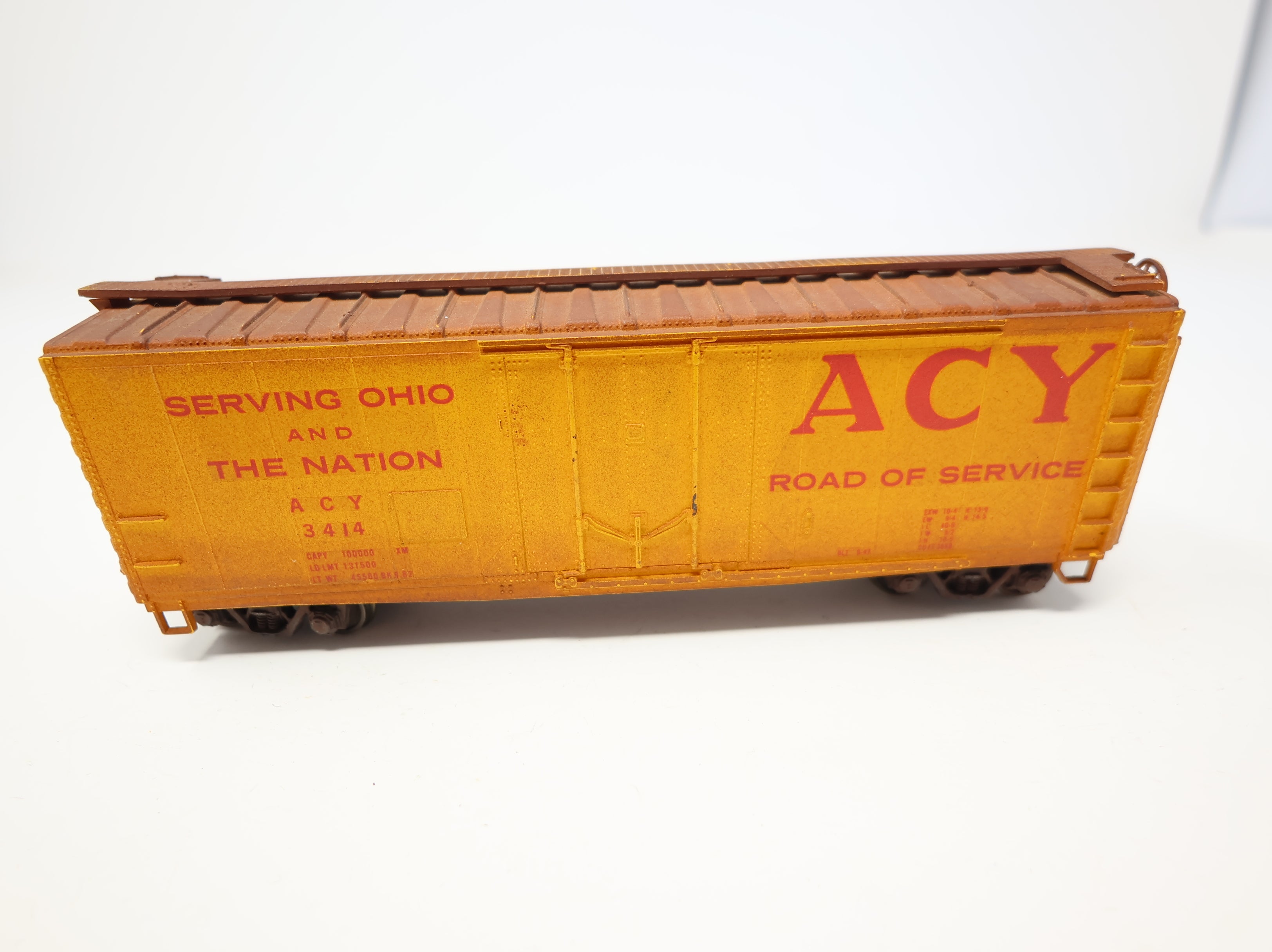 USED HO Scale 40' Box Car ACY #3414 Weathered Decal