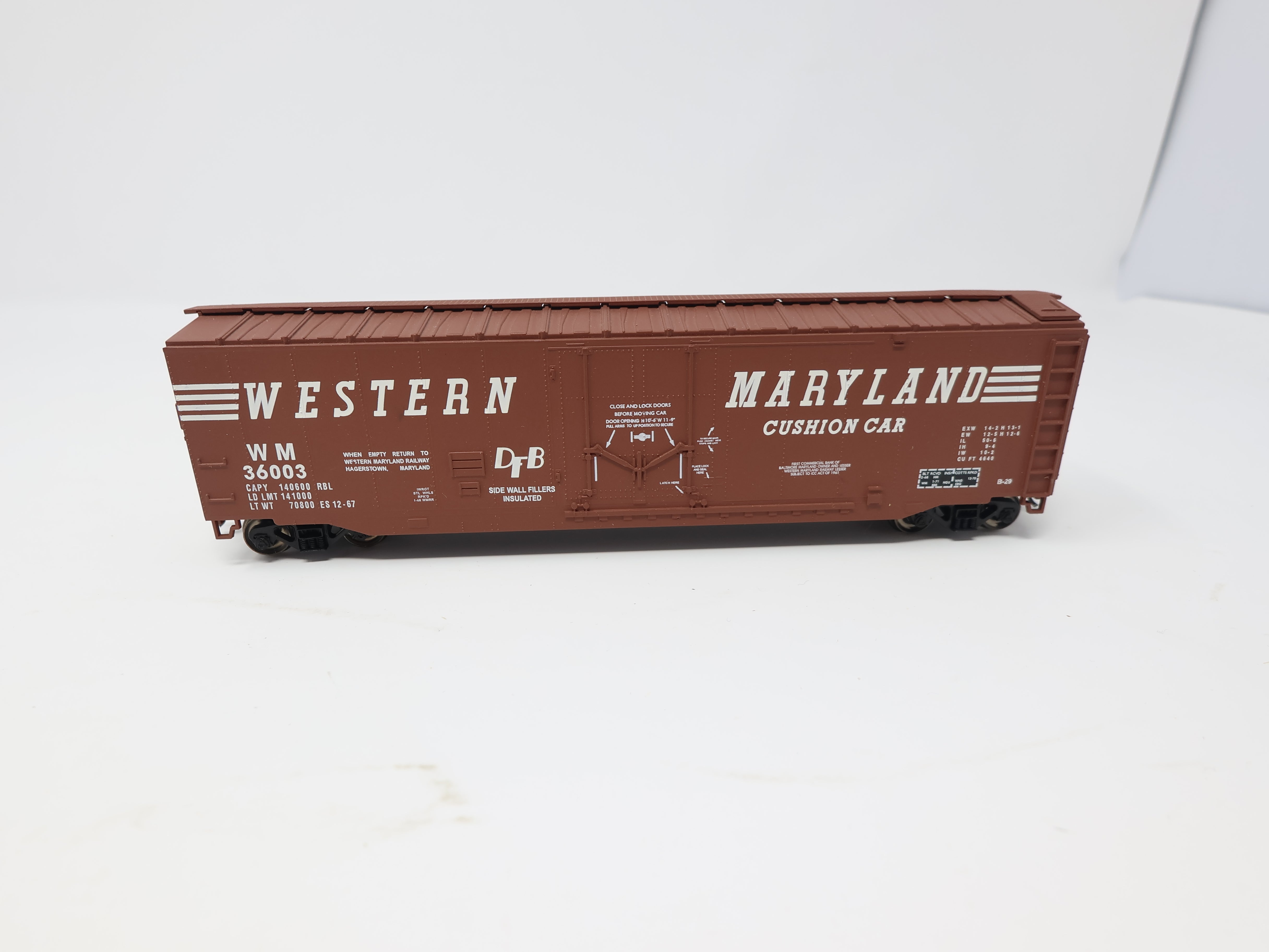 USED Bachmann HO Scale, 50' Box Car, Western Maryland WM #36003